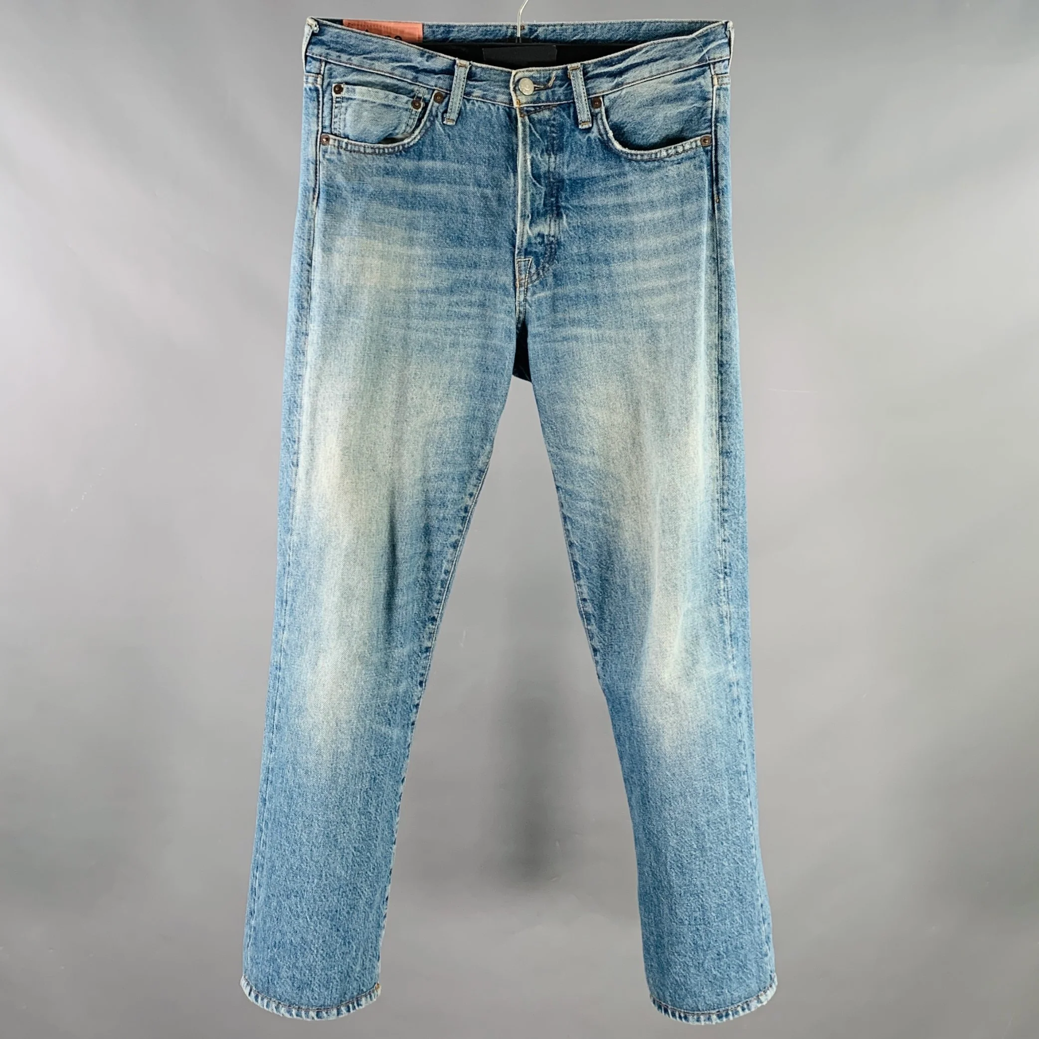 ACNE STUDIOS FW18 Size 30 1996 Trash Blue Cotton Straight Distressed Jeans