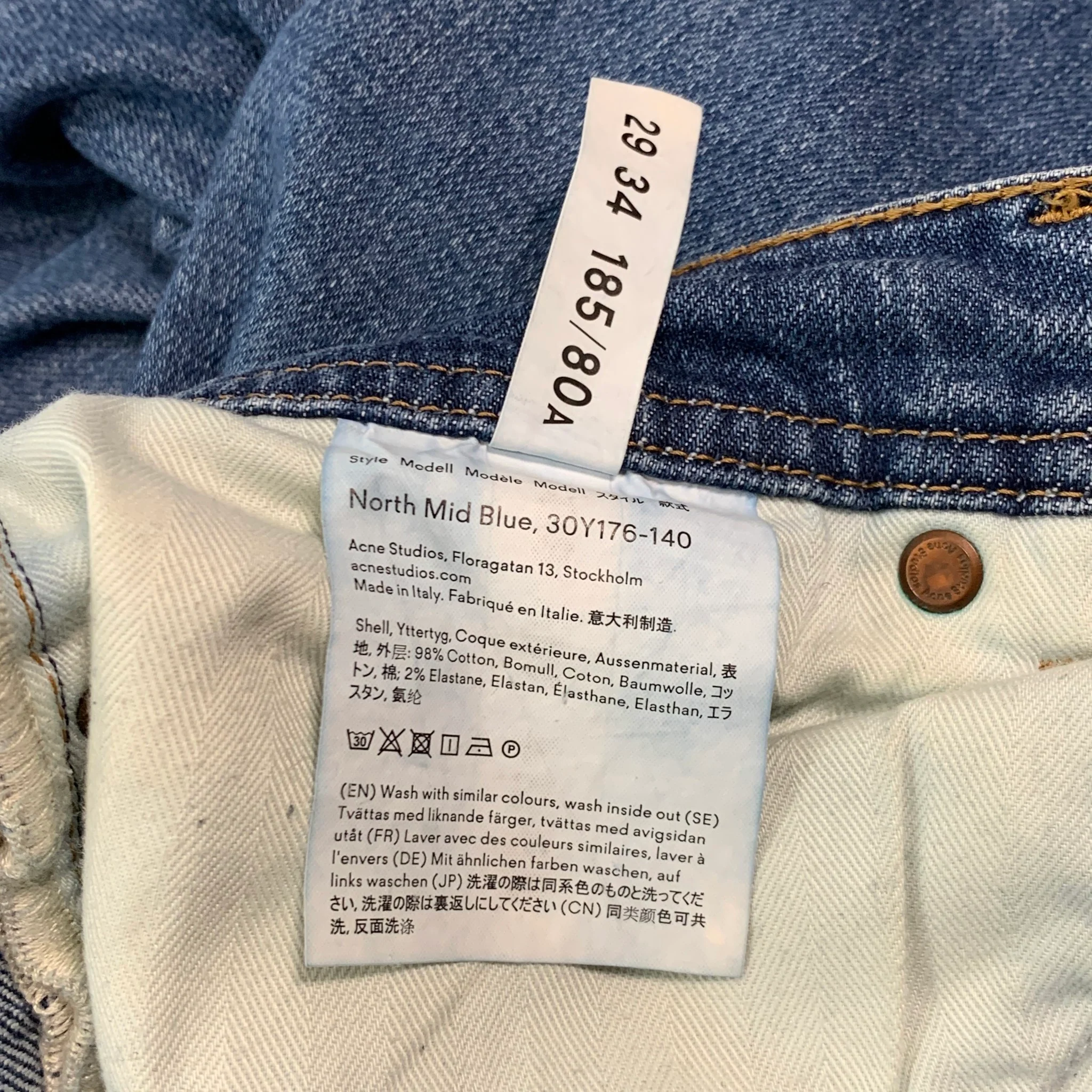 ACNE STUDIOS Size 29 Blue Cotton Elastane Jeans - Image 4