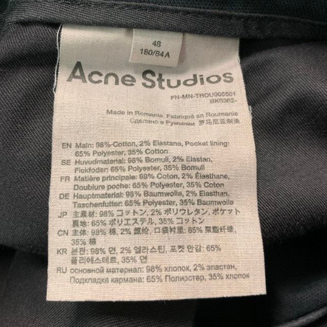 ACNE STUDIOS Size 32 Black Solid Cotton Elastane Pleated Dress Pants - Image 4