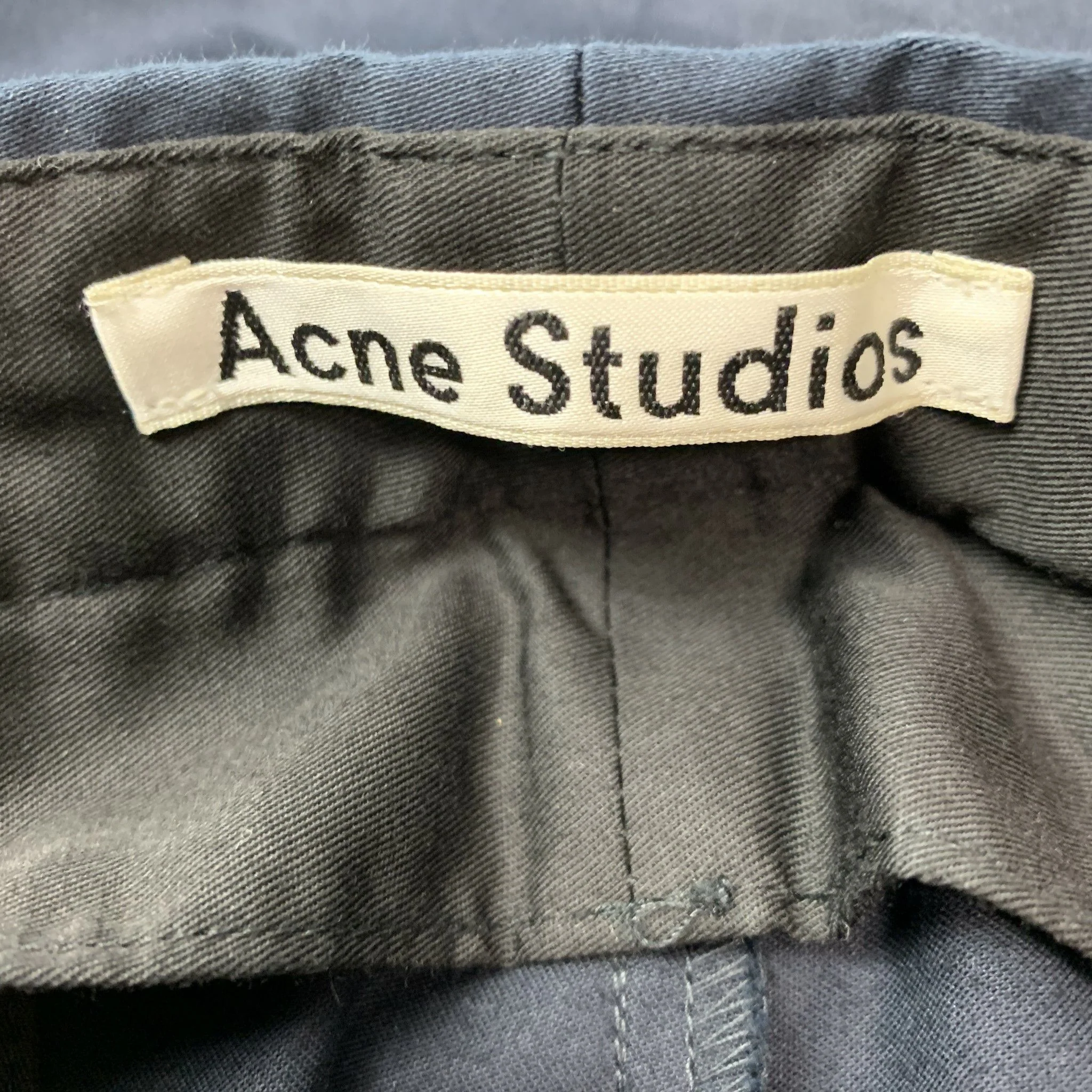 ACNE STUDIOS Size 32 Navy Cotton Elastane Flat Front Casual Pants - Image 3