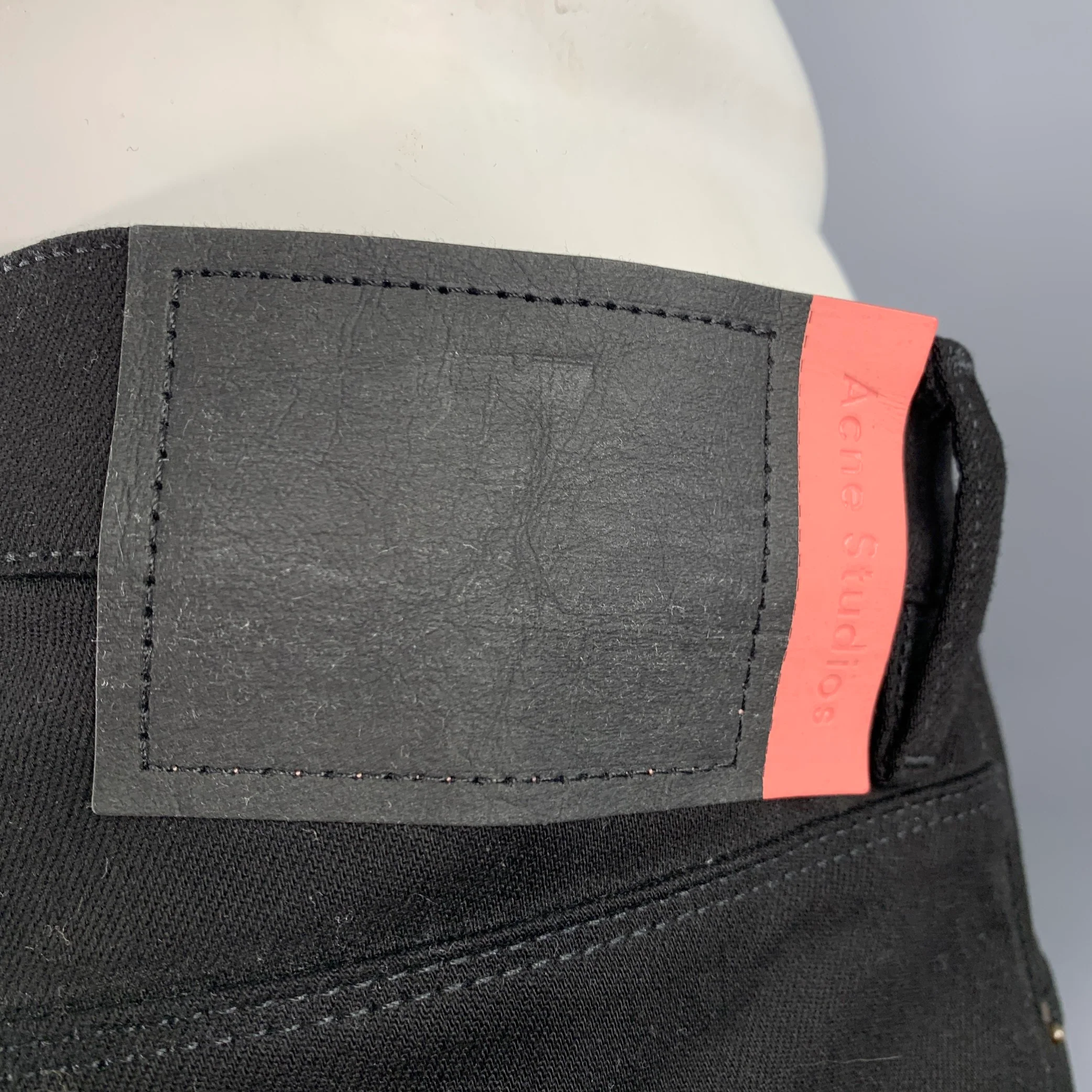 ACNE STUDIOS Size 34 Black Twill Cotton Blend Skinny Slim Five Pockets Jeans - Image 3