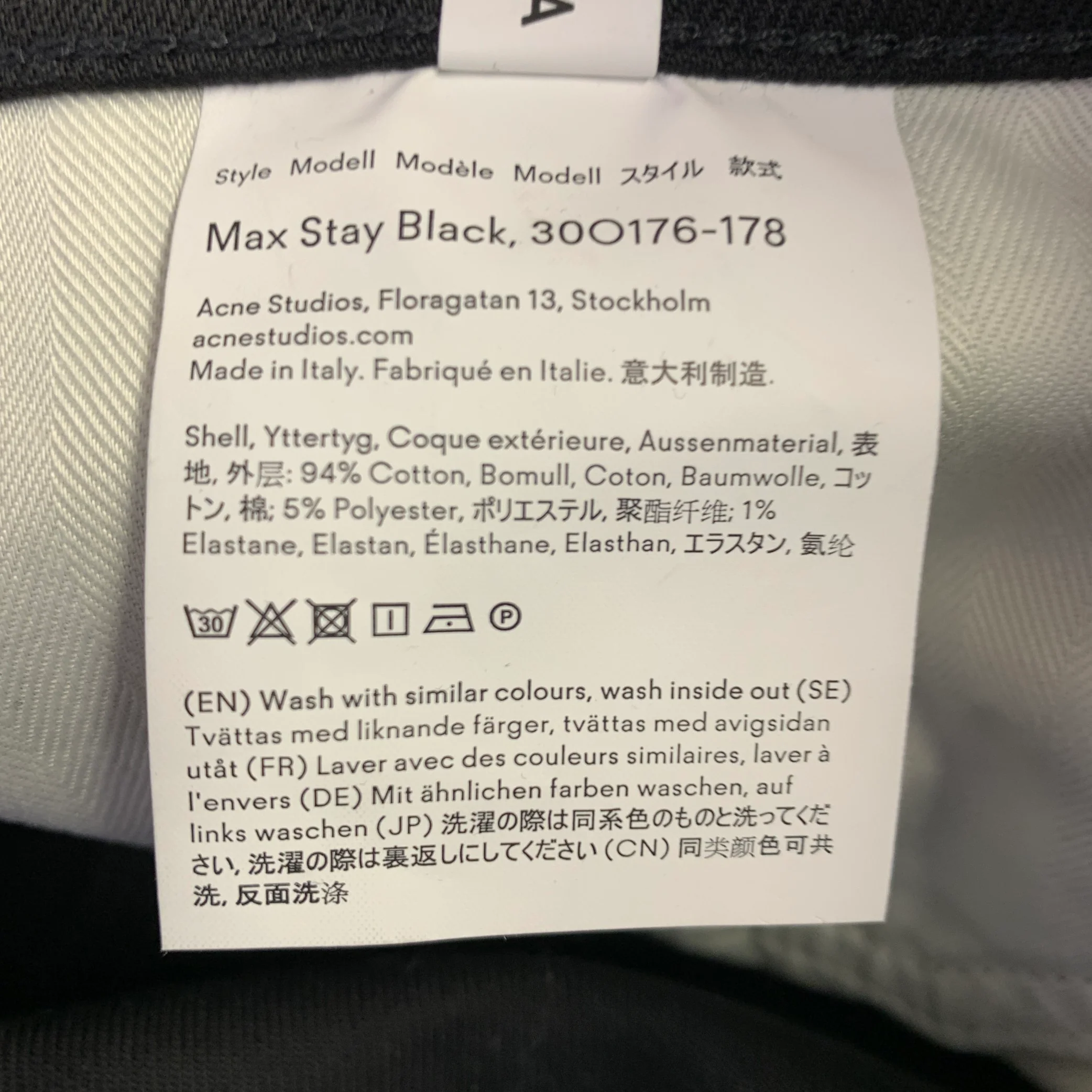 ACNE STUDIOS Size 34 Black Twill Cotton Blend Skinny Slim Five Pockets Jeans - Image 6