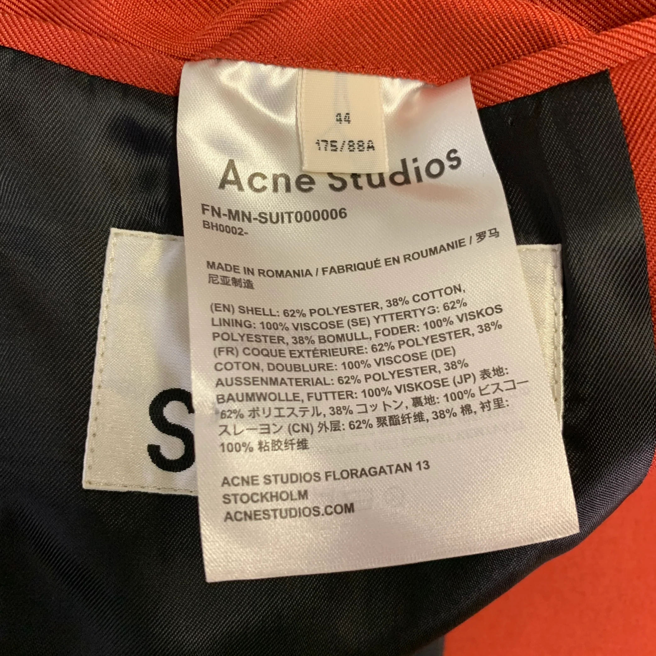 ACNE STUDIOS Size 34 Brick Polyester Cotton Twill Notch Lapel Wide Leg Suit - Image 7