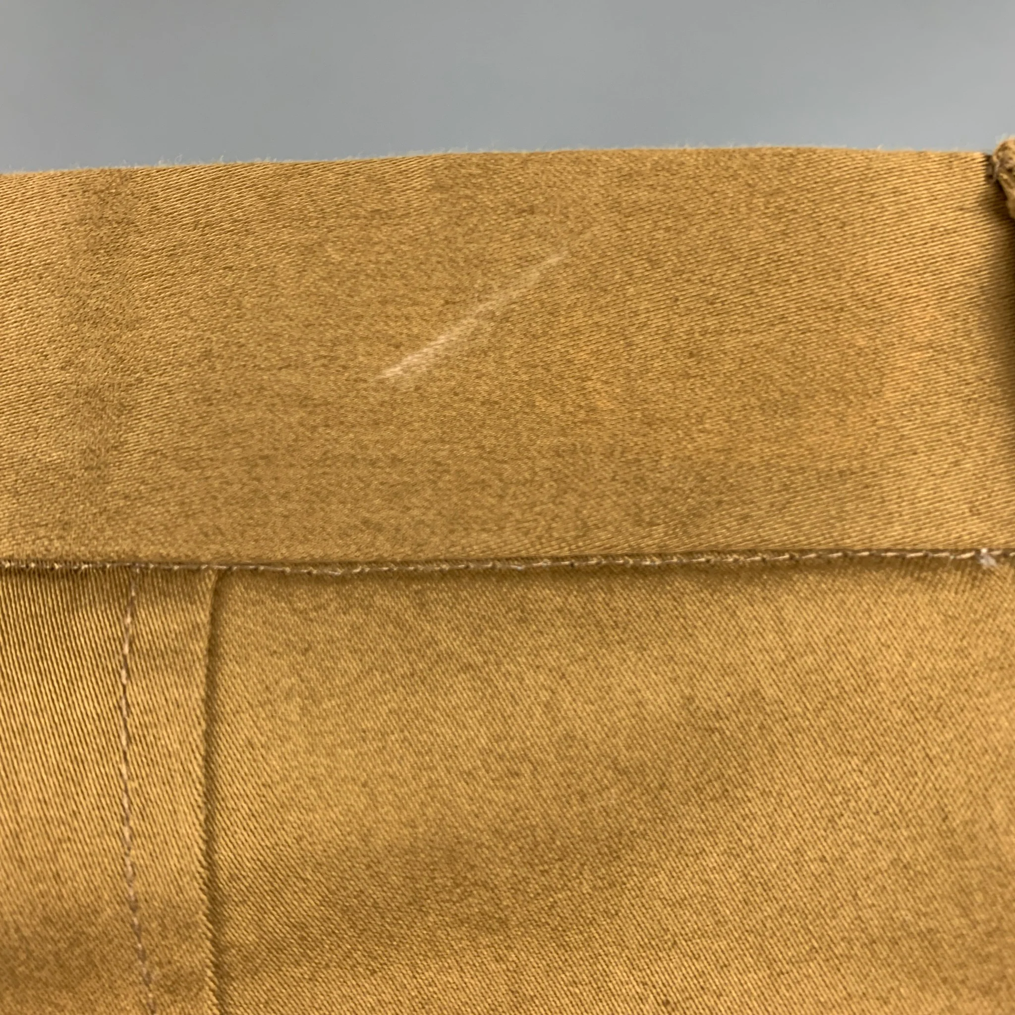 ACNE STUDIOS Size 34 Khaki Cotton Elastane Flat Front Casual Pants - Image 3