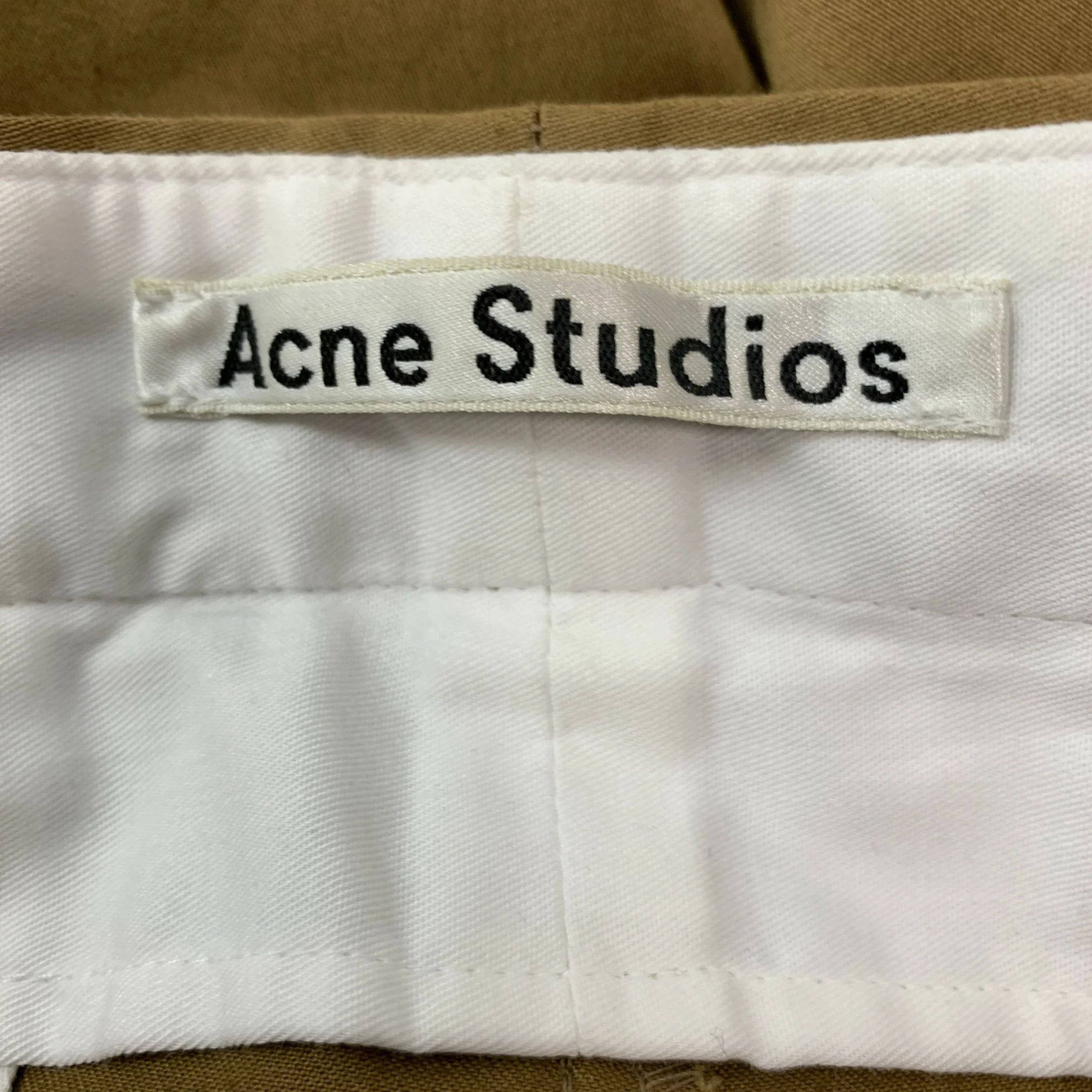 ACNE STUDIOS Size 34 Khaki Cotton Elastane Flat Front Casual Pants - Image 4
