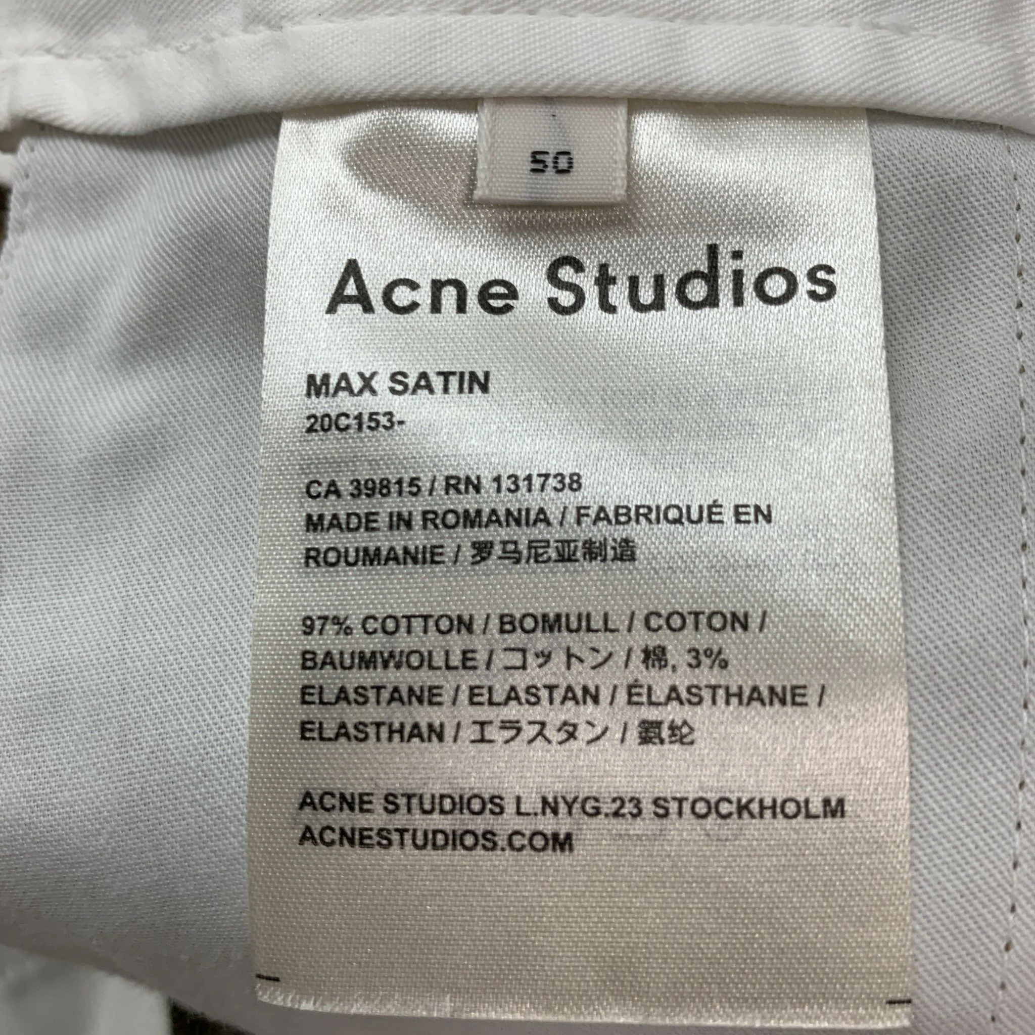 ACNE STUDIOS Size 34 Khaki Cotton Elastane Flat Front Casual Pants - Image 5