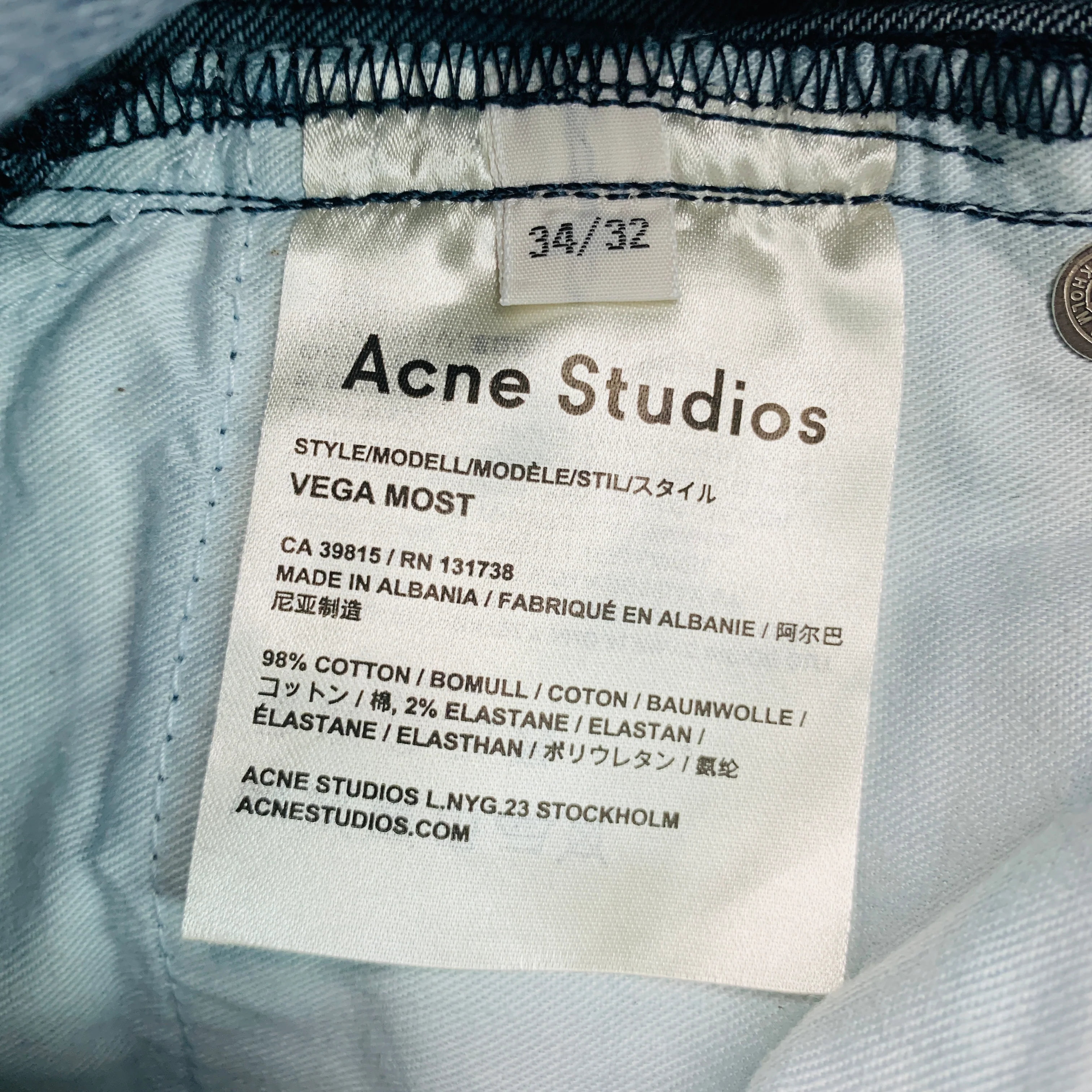 ACNE STUDIOS Size 34 Navy Blue Cotton Blend 5 pocket Casual Pants - Image 4