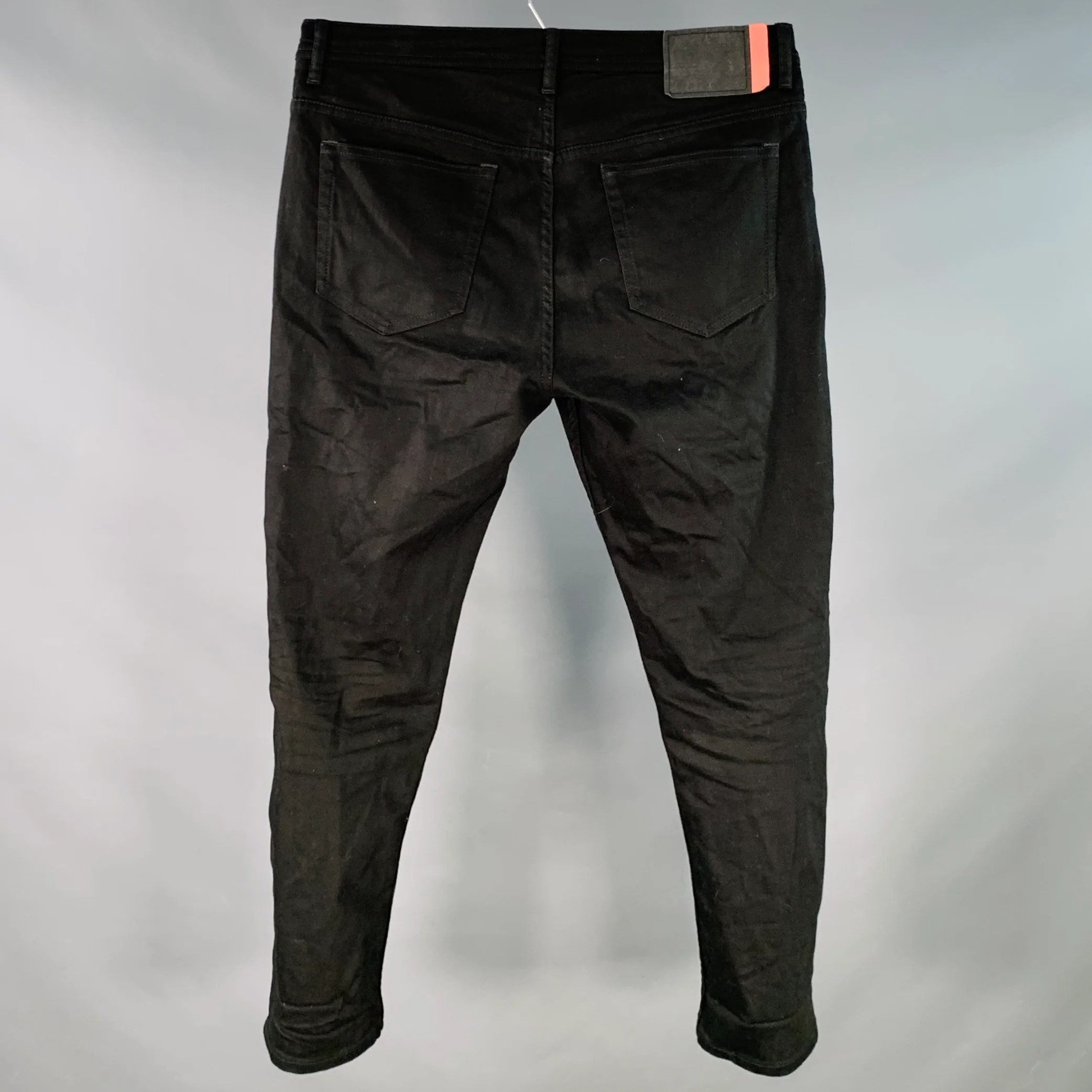ACNE STUDIOS Size 34 River Stay Black Twill Cotton Blend Tapered Slim Five Pockets Jeans - Image 2
