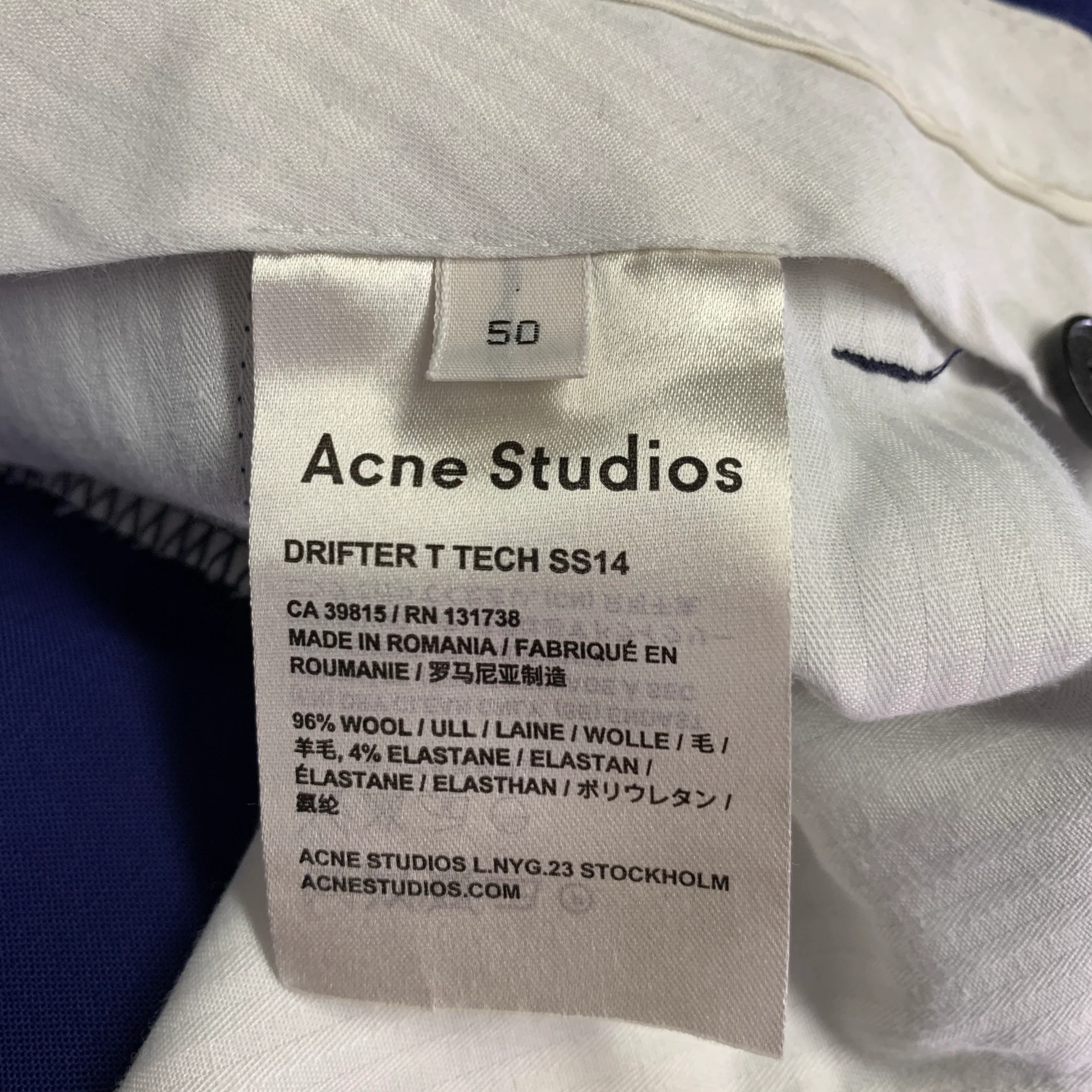 ACNE STUDIOS Size 36 Blue Wool Blend Notch Lapel Suit - Image 12