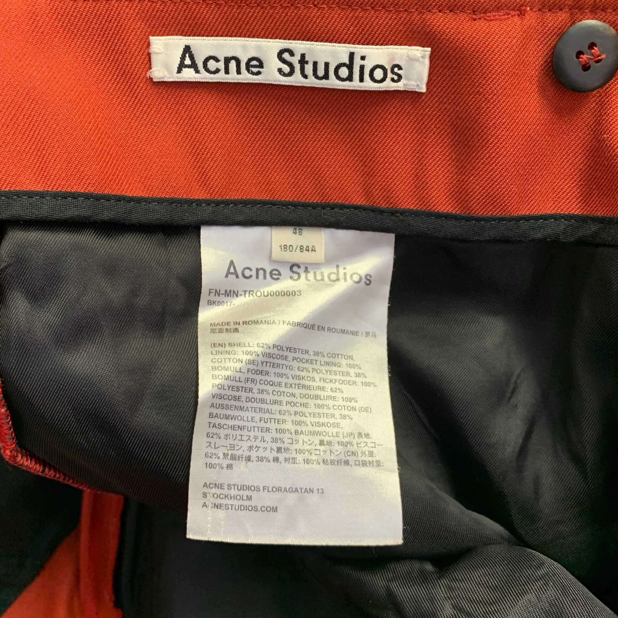ACNE STUDIOS Size 36 Brick Polyester Cotton Notch Lapel Wide Leg Suit - Image 10