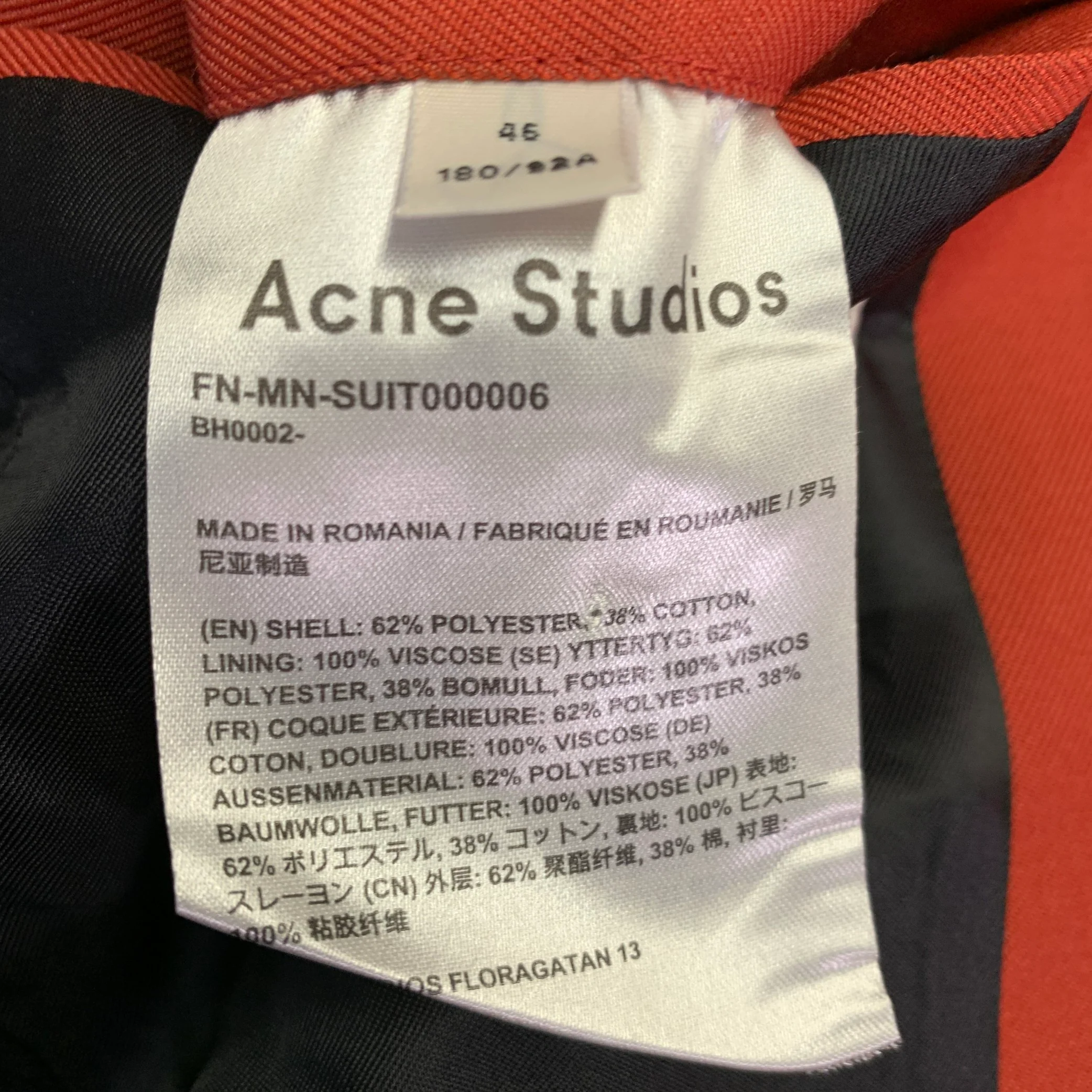 ACNE STUDIOS Size 36 Brick Polyester Cotton Notch Lapel Wide Leg Suit - Image 8