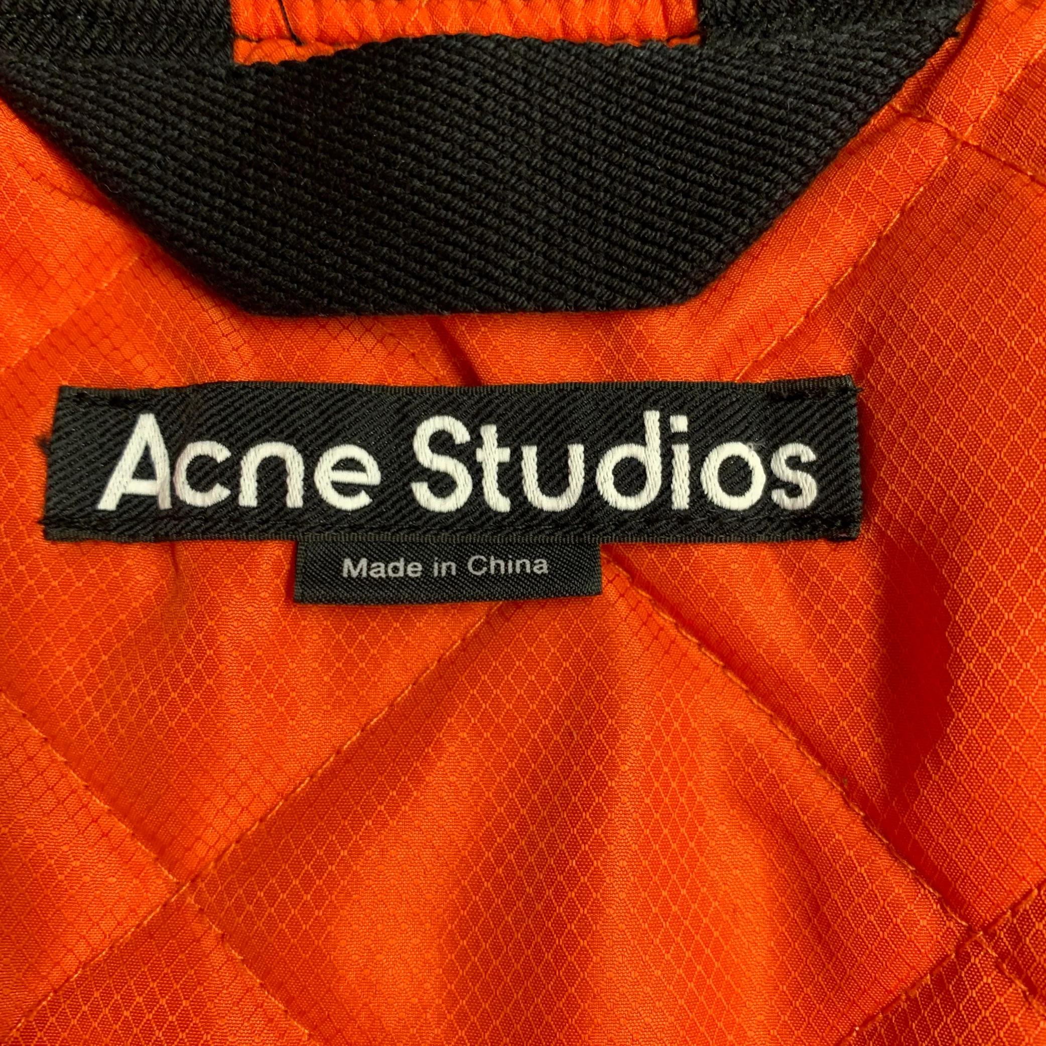 ACNE STUDIOS Size L Black Cotton Zip Up Bomber Jacket - Image 4