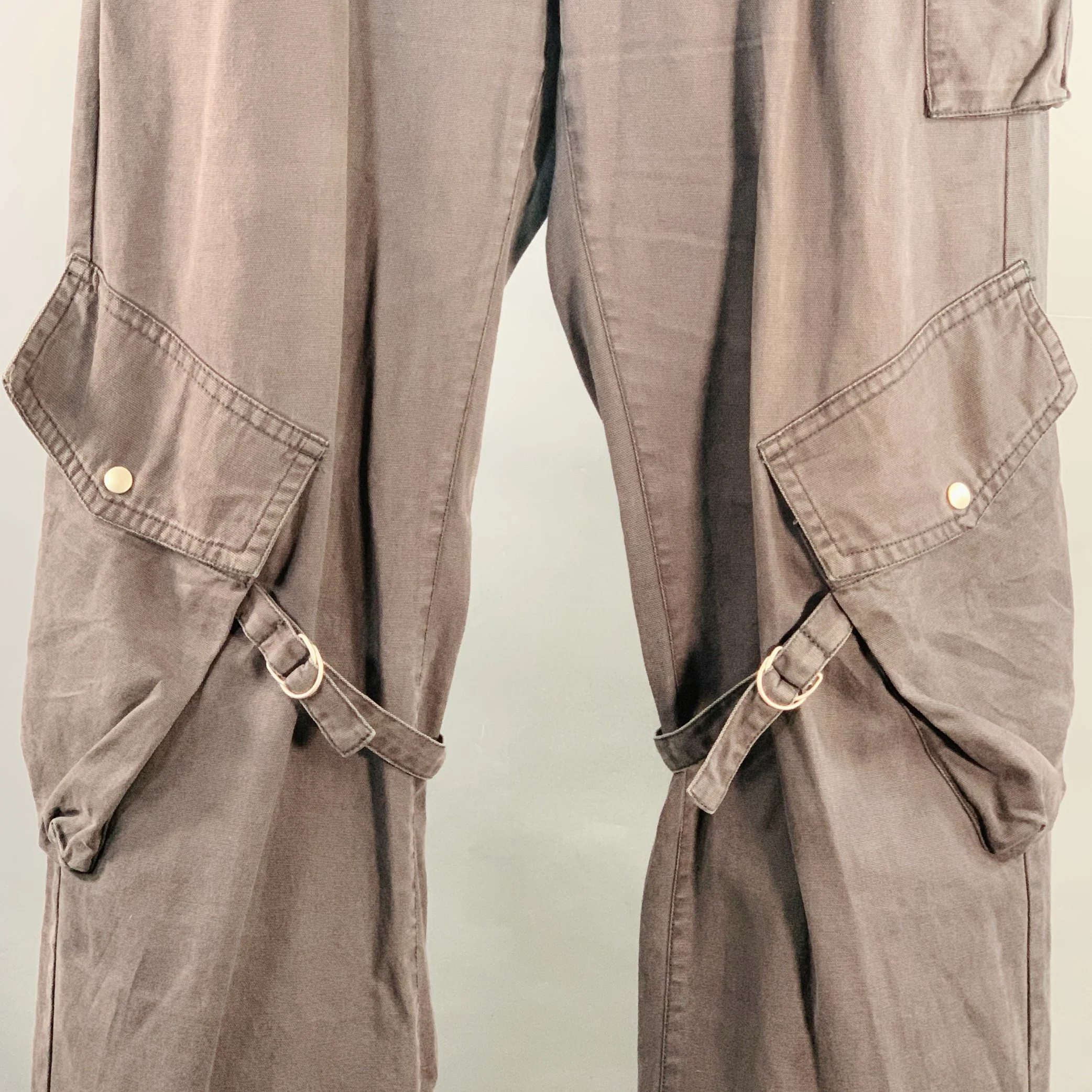 ACNE STUDIOS Size L Grey Charcoal Cotton Cargo Casual Pants - Image 2