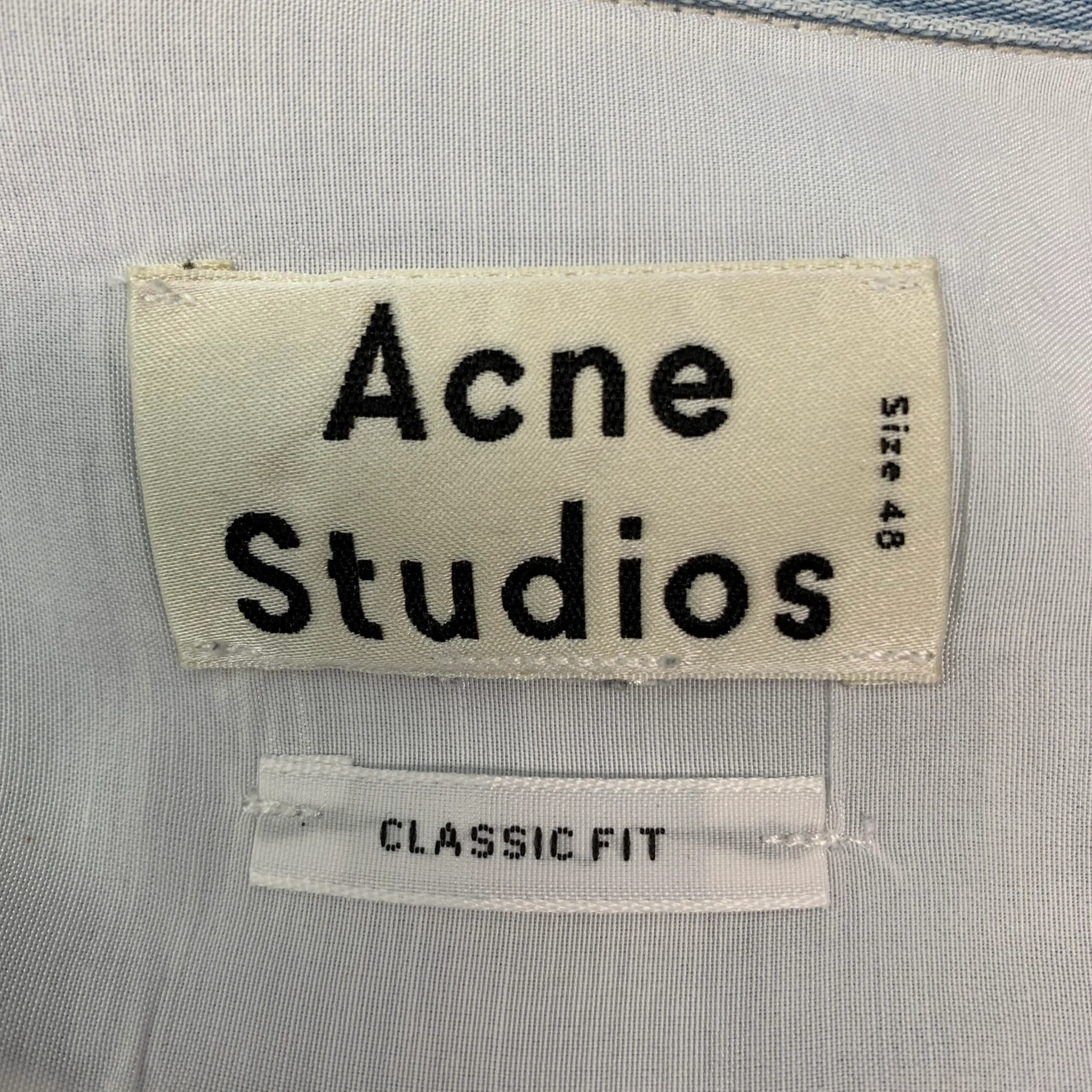 ACNE STUDIOS Size M Light Blue Washed Cotton Button Up Short Sleeve Shirt - Image 4