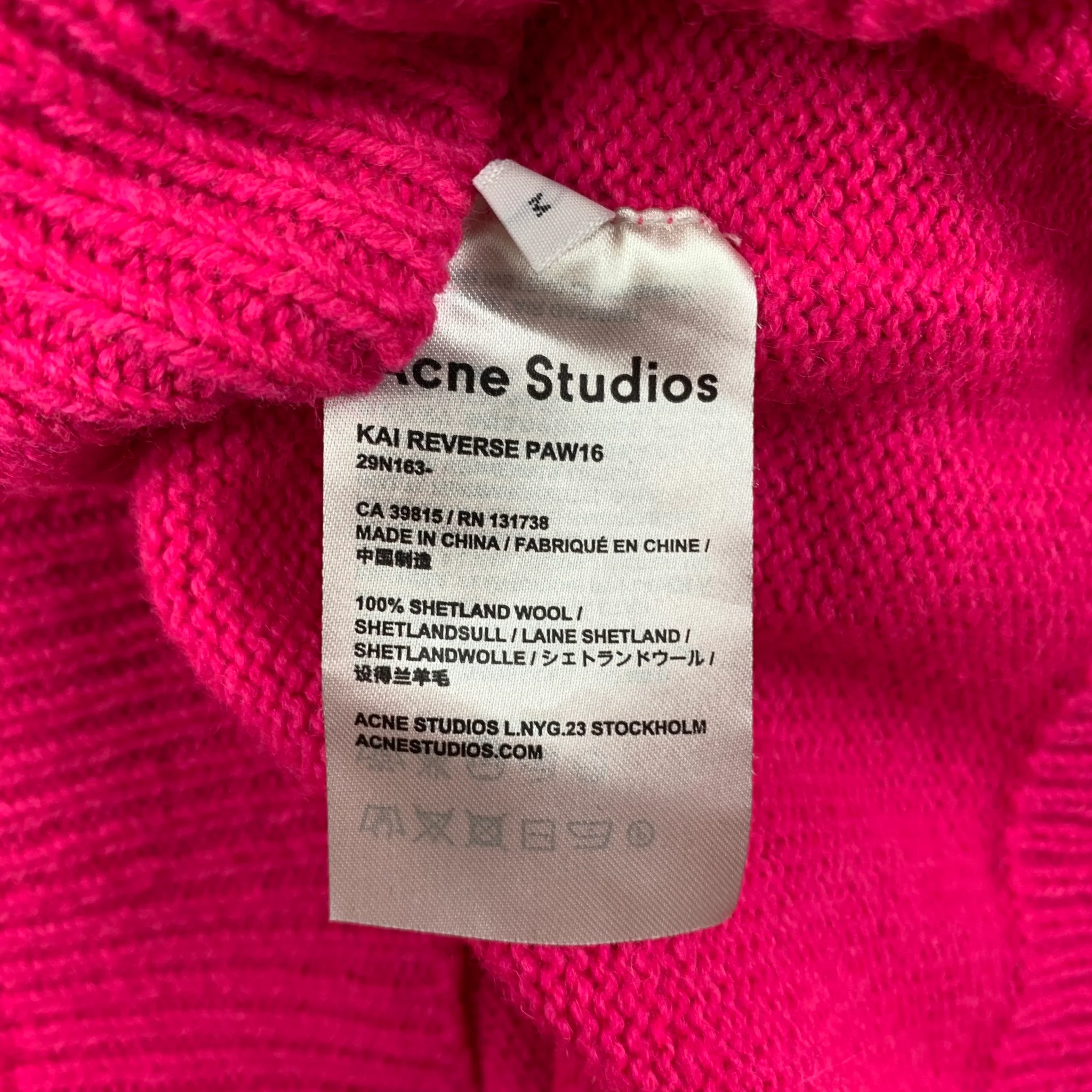 ACNE STUDIOS Size M Pink Solid Wool Kai Reverse Sweater - Image 4