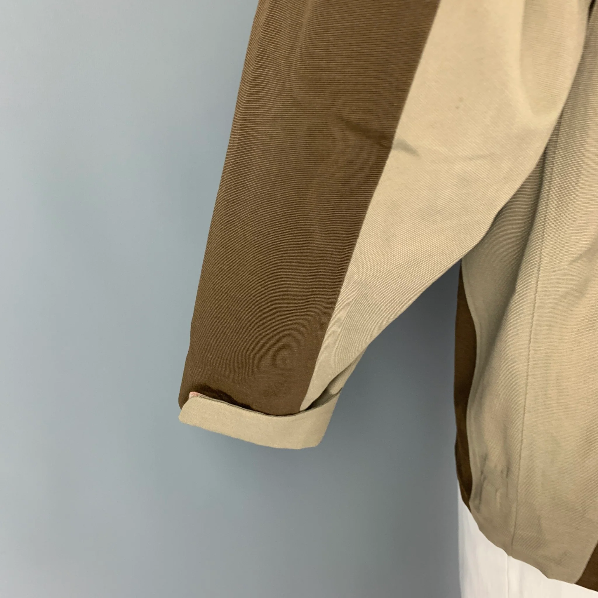 ACNE STUDIOS Size XL Brown Taupe Color Block Raincoat Jacket - Image 4
