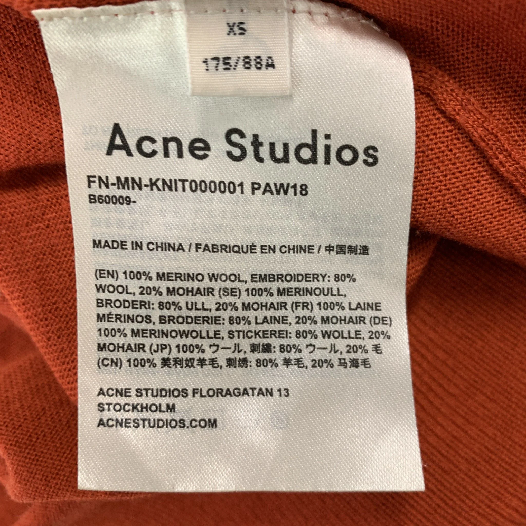 ACNE STUDIOS Size XS Orange Cream Stars Merino Wool Crew-Neck Pullover - Image 5