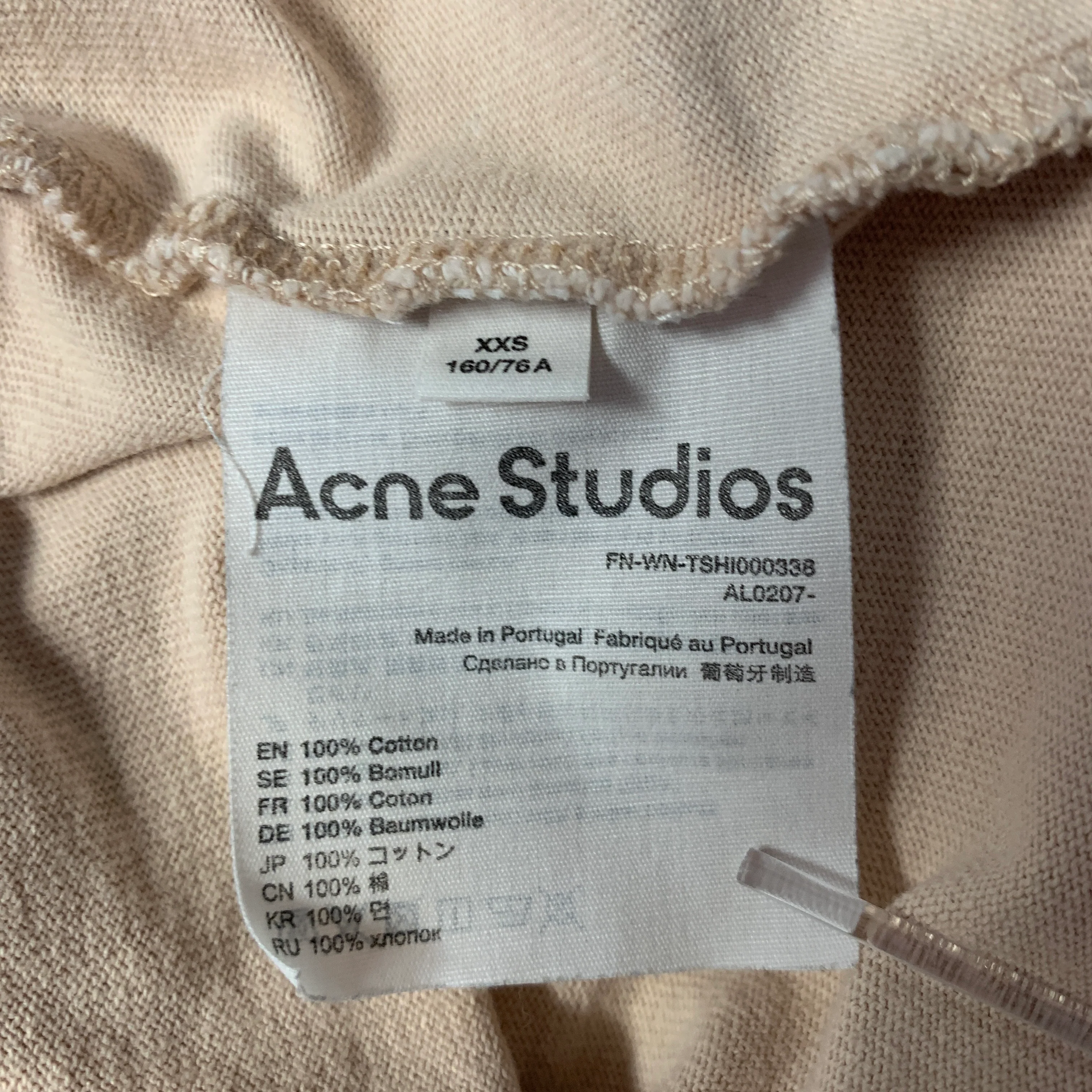 ACNE STUDIOS Size XXS Tan White Graphic Cotton Crew-Neck T-shirt - Image 6