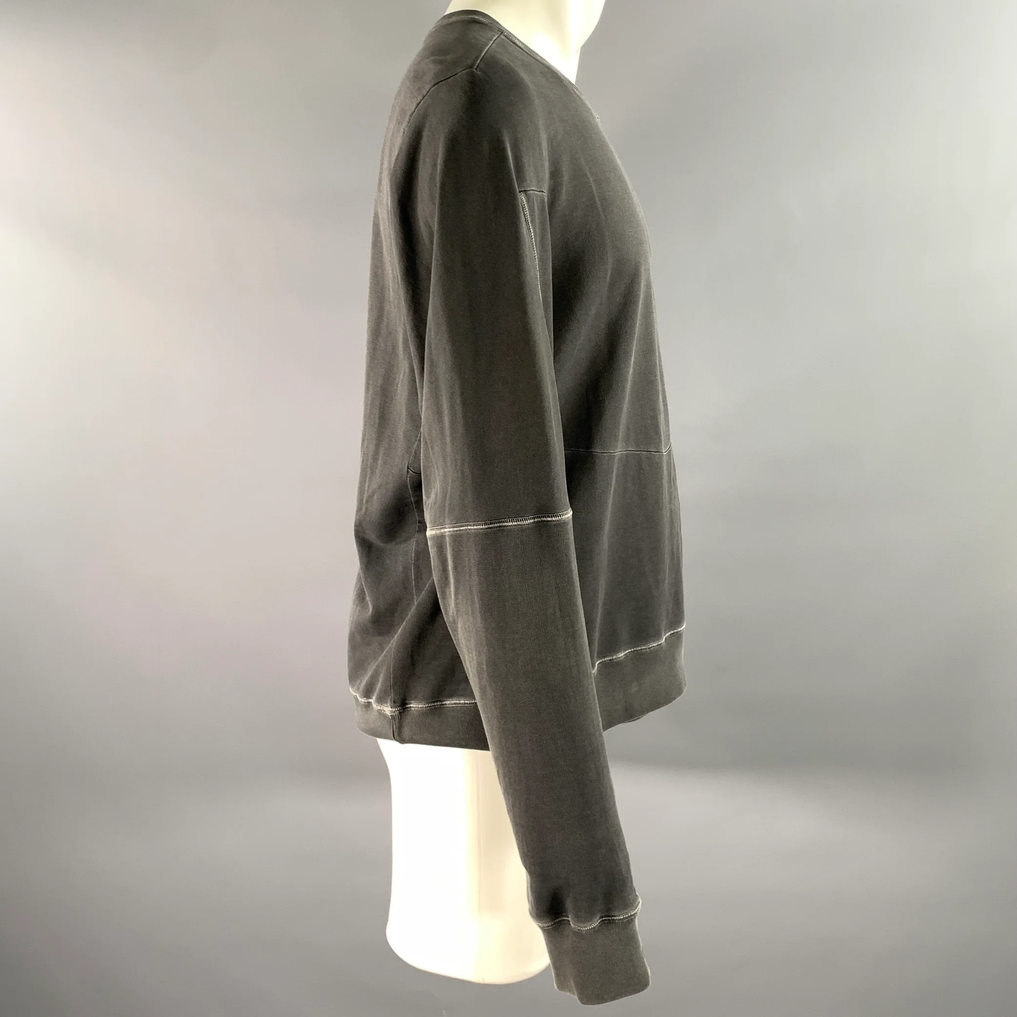 ACRONYM Size L Grey Charcoal Wash Cotton Crew-Neck Sweatshirt - Image 2