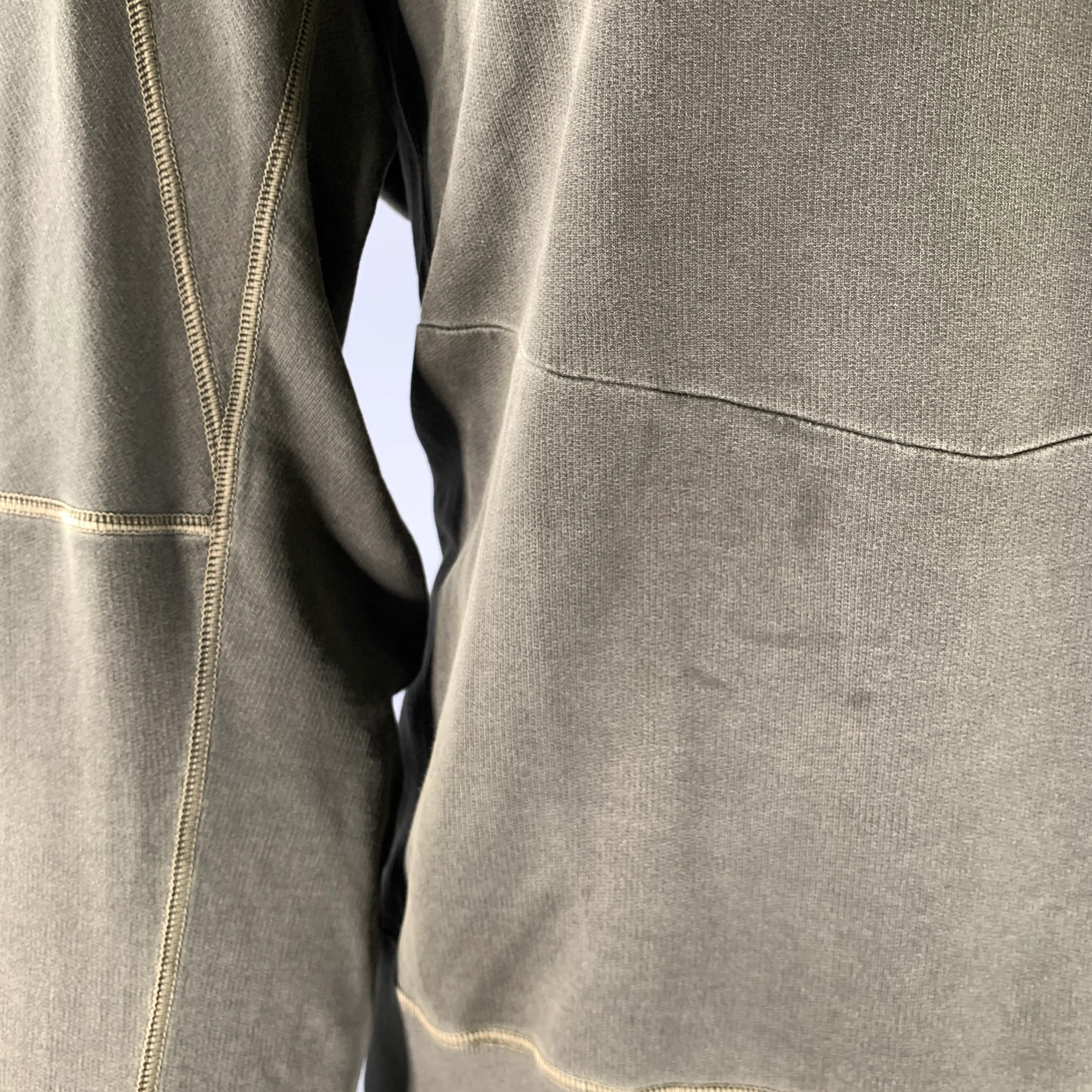 ACRONYM Size L Grey Olive Wash Cotton Crew-Neck Sweatshirt - Image 5