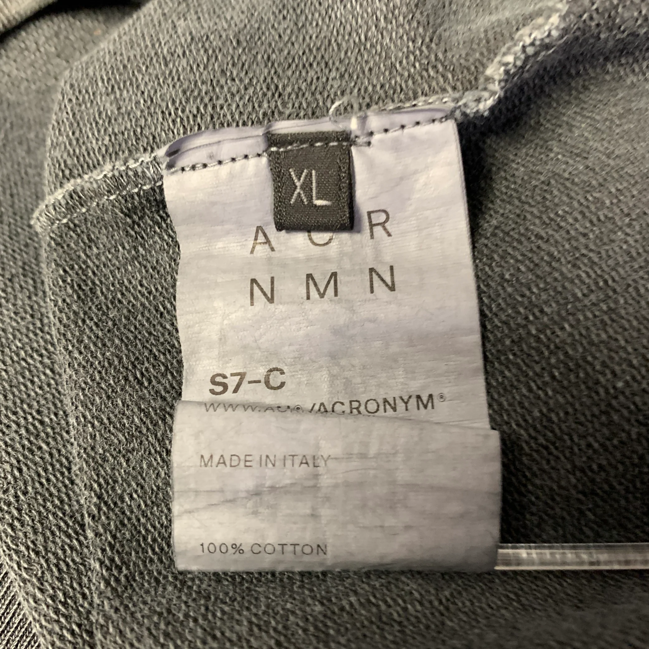 ACRONYM Size XL Grey Wash Cotton Hooded Sweatshirt - Image 6