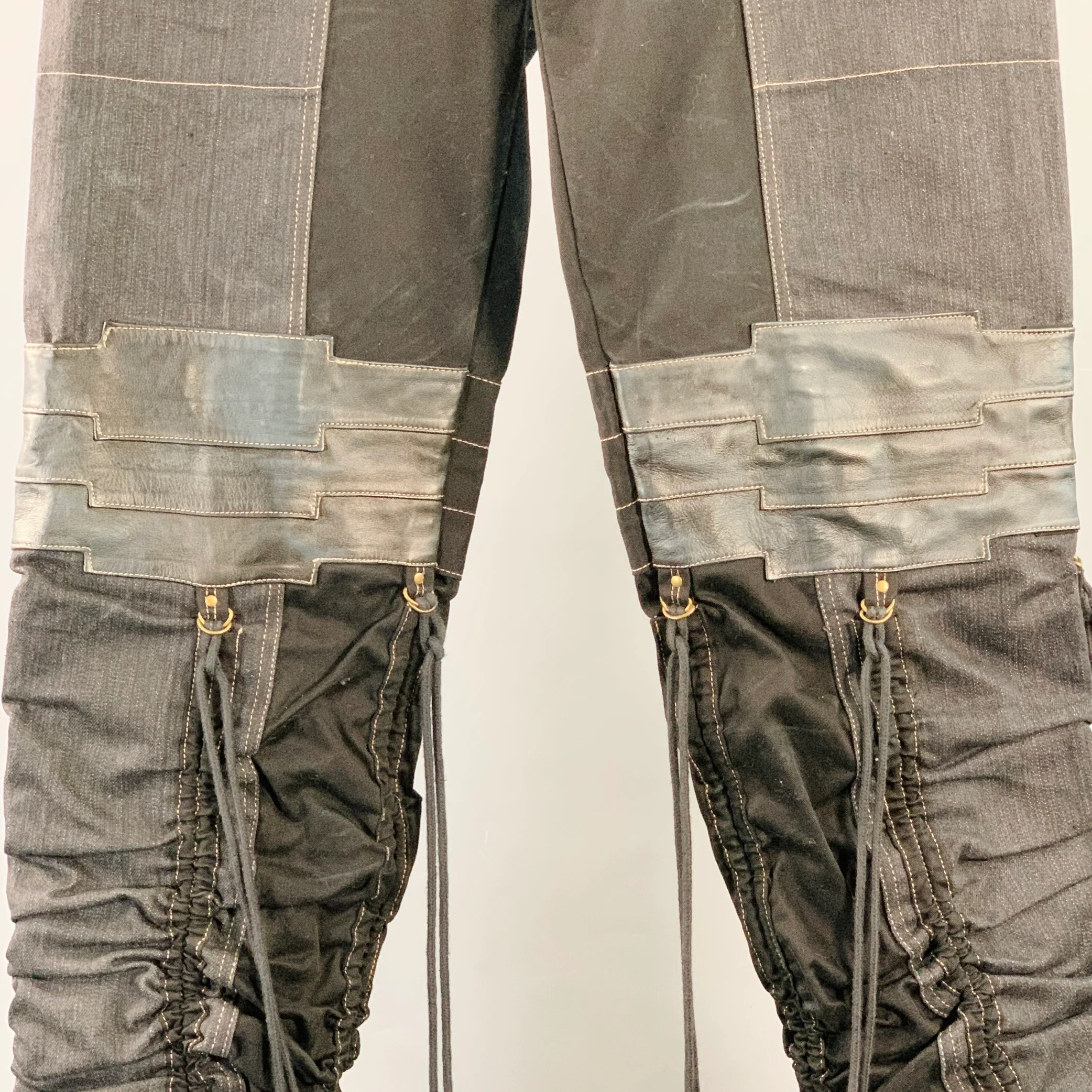 AD NOW Size S Rocker Black Indigo Cotton Tapered Jeans - Image 3
