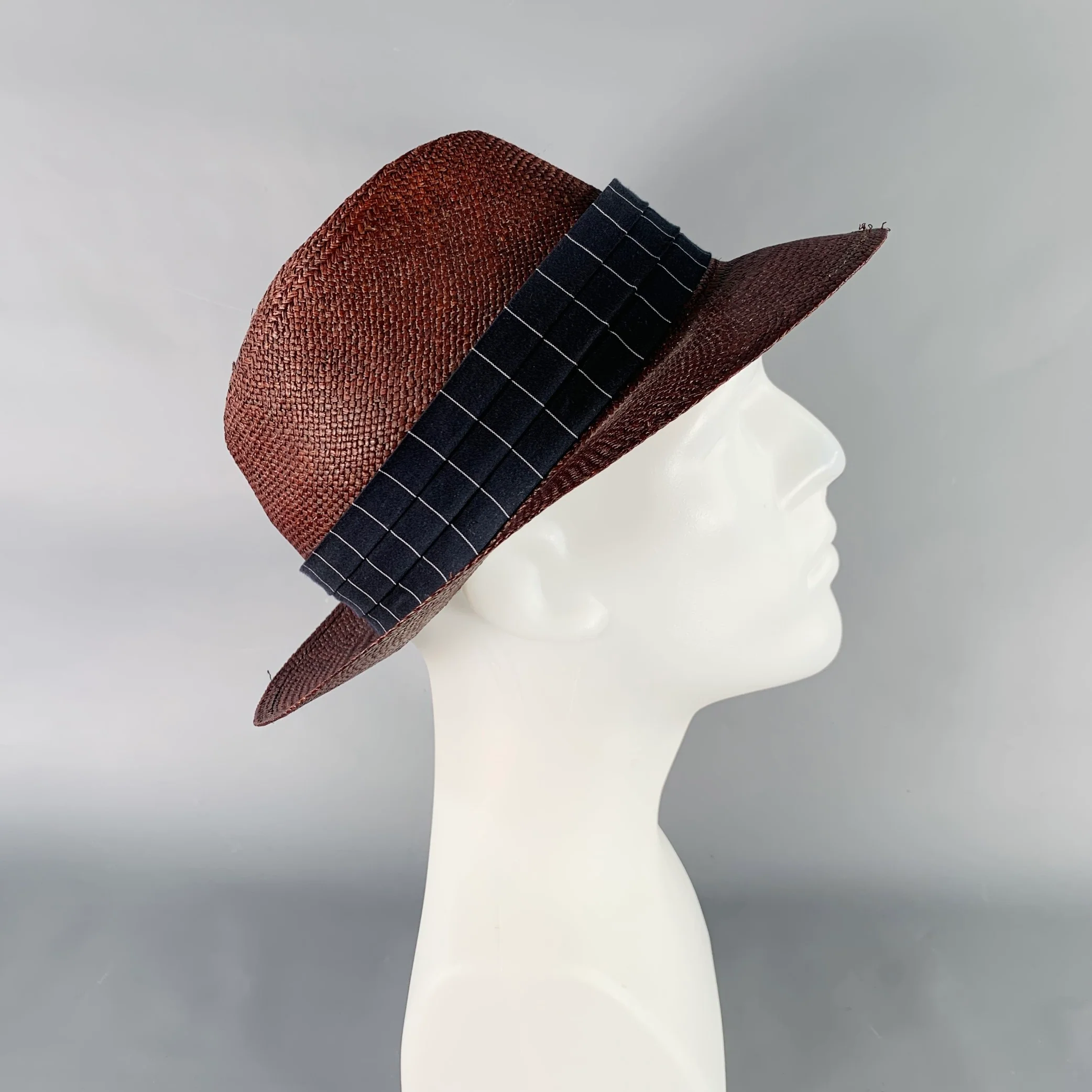 ADAM KIMMEL Size L Brown Woven Straw Panama Hat - Image 3