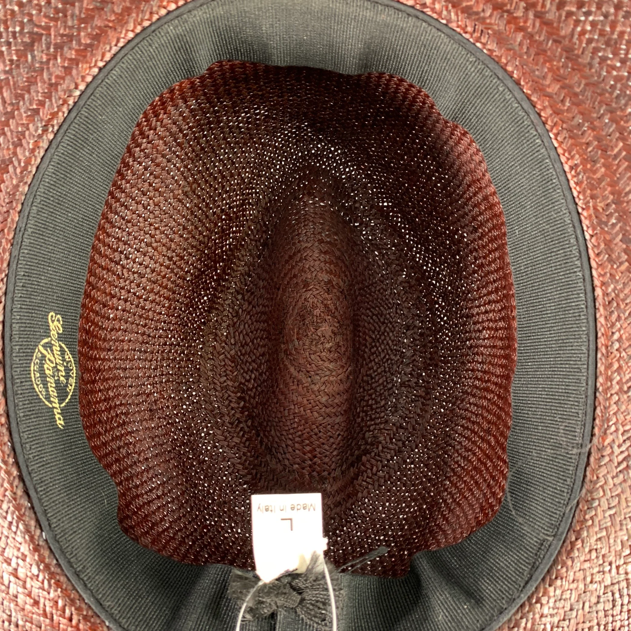 ADAM KIMMEL Size L Brown Woven Straw Panama Hat - Image 5
