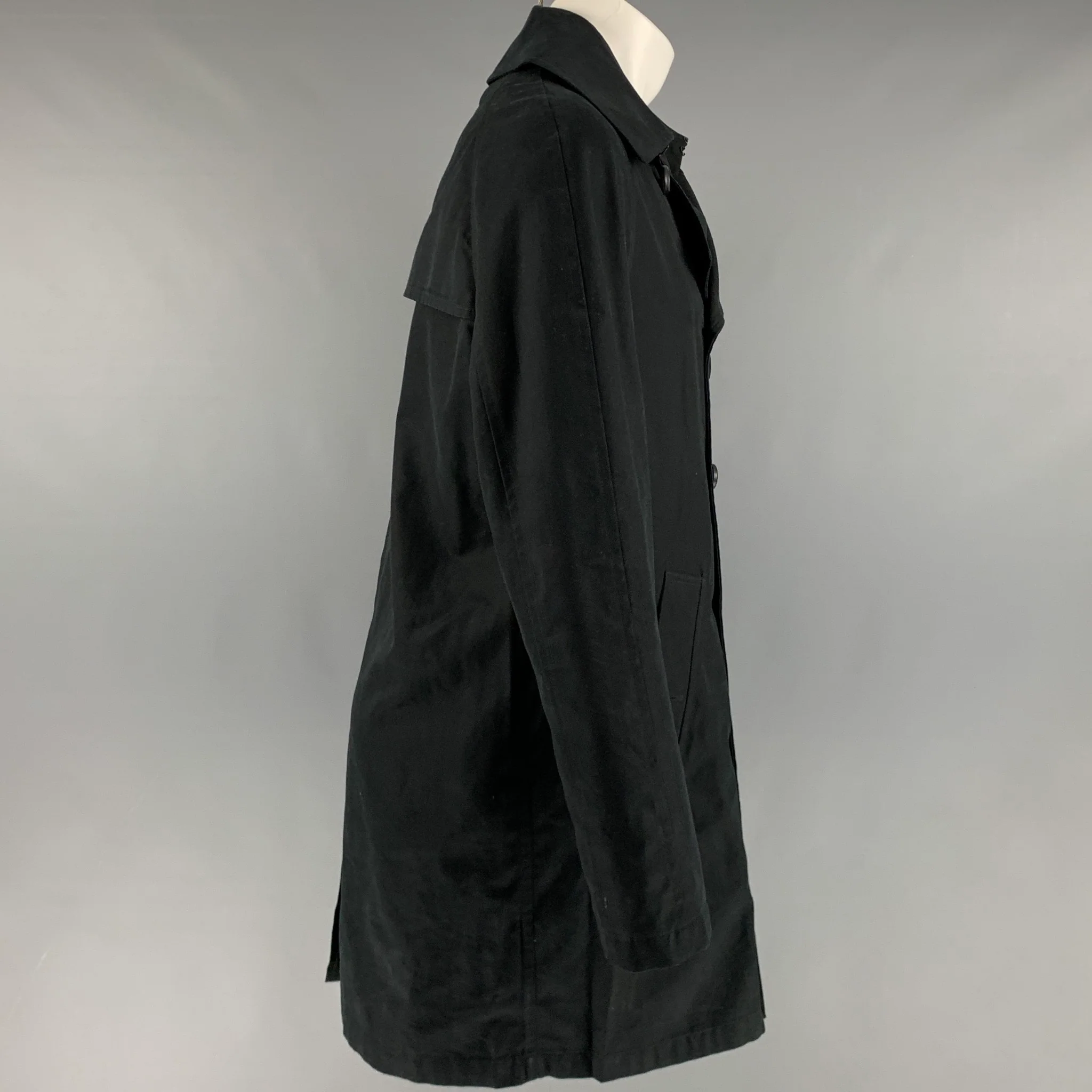 ADAM KIMMEL Size M Black Cotton Double Breasted Trenchcoat - Image 2