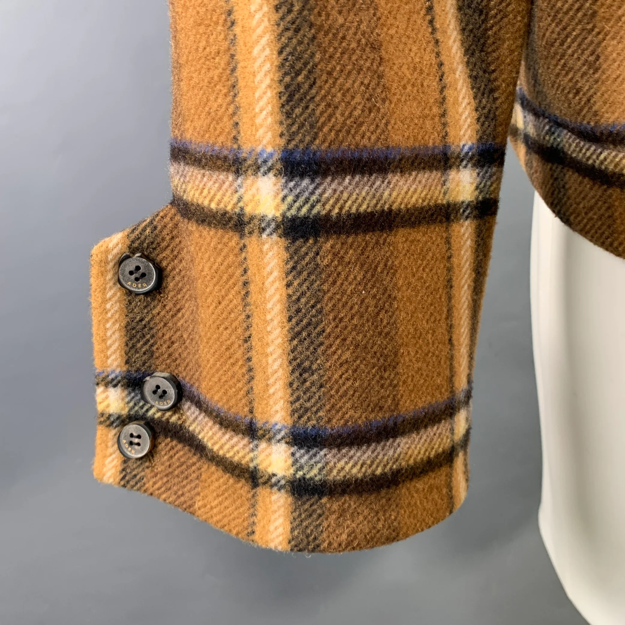 ADER ERROR Size M Brown Plaid Wool Blend One Pocket Cropped Jacket - Image 5