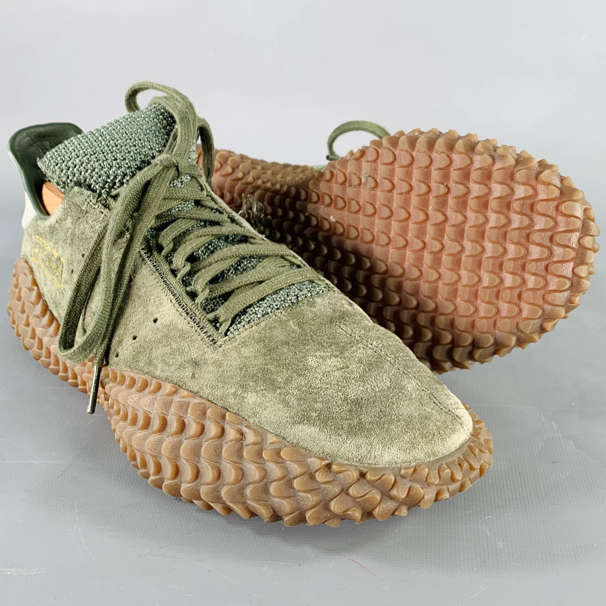 ADIDAS 2018 Size 10 Kamanda Green Brown Suede Rubber Sole Sneakers - Image 5