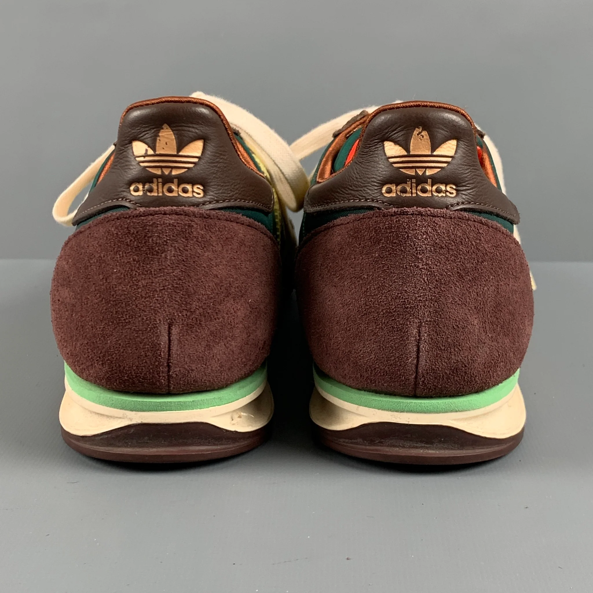 ADIDAS Size 10 Green Brown Nylon Athletic Sneakers - Image 3