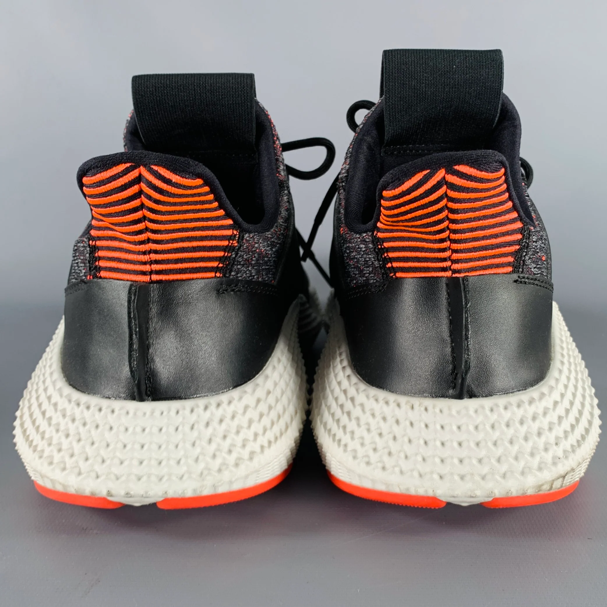 ADIDAS Size 11 Black Red White Heather Nylon Lace-Up Sneakers - Image 3