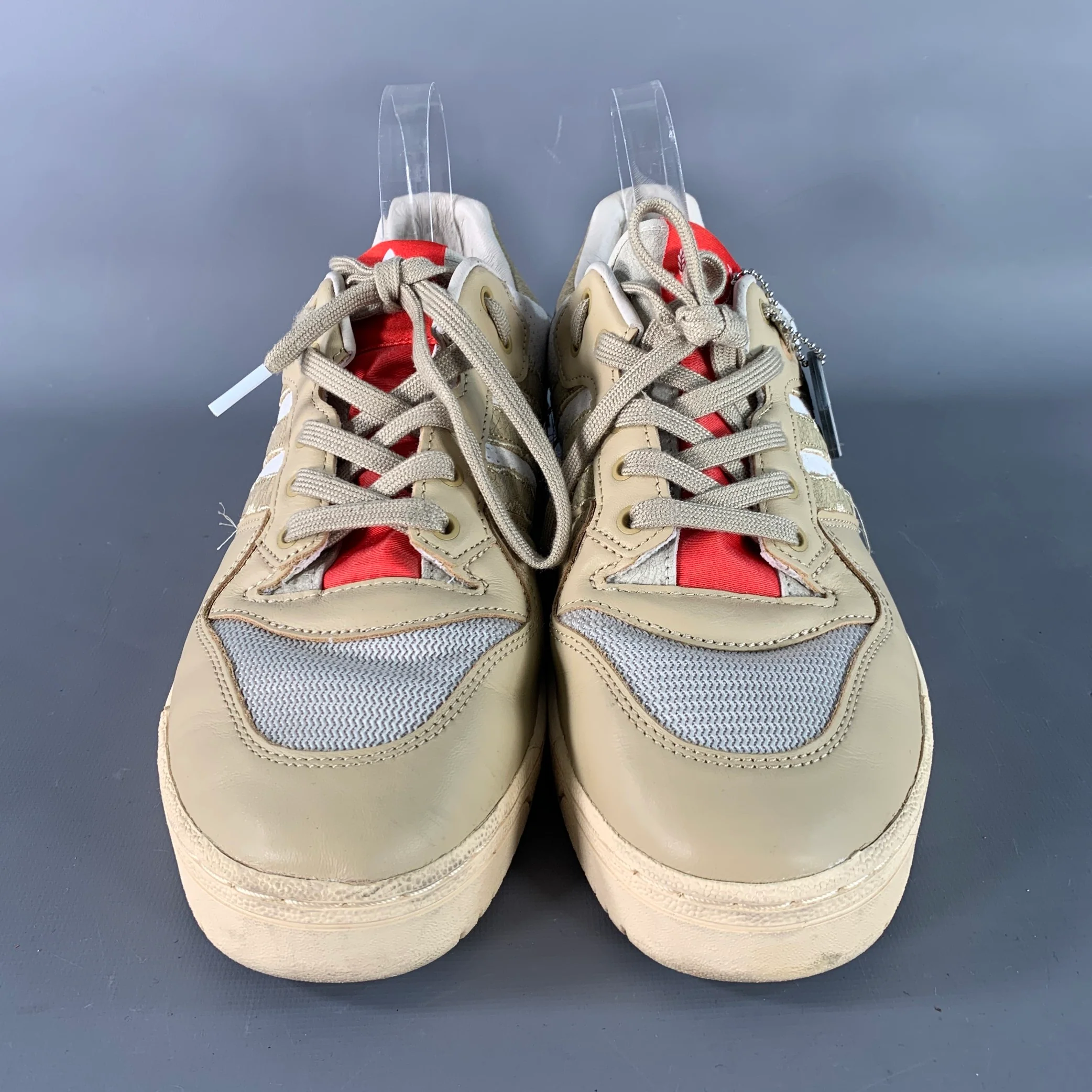 ADIDAS Size 9.5 Beige White Mixed Materials Nylon Mesh Sneakers - Image 4