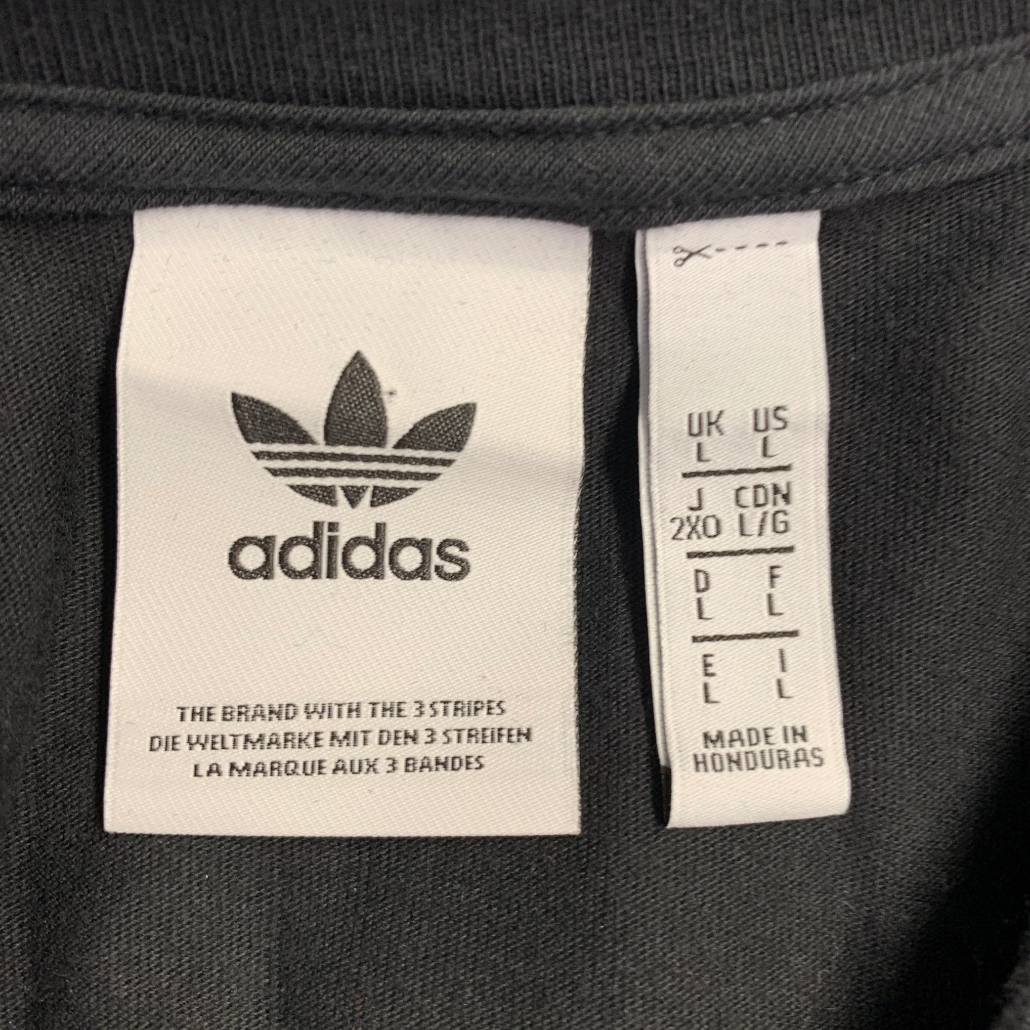 ADIDAS Size L Black Red Logo Cotton Crew Neck Pullover - Image 5