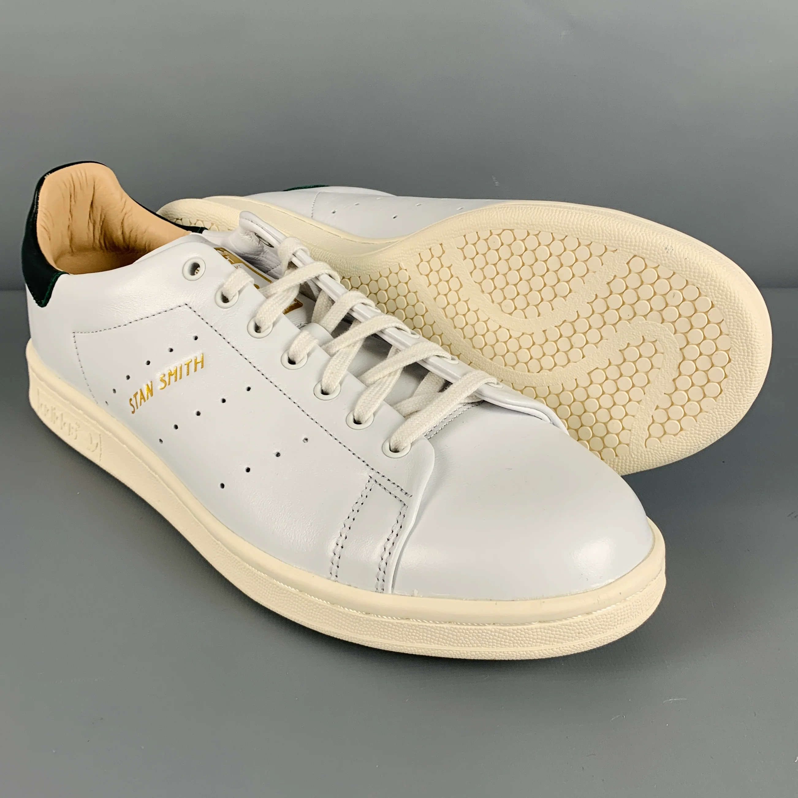 ADIDAS x STAN SMITH Size 9.5 White Perforated Leather Lace-Up Sneakers - Image 5