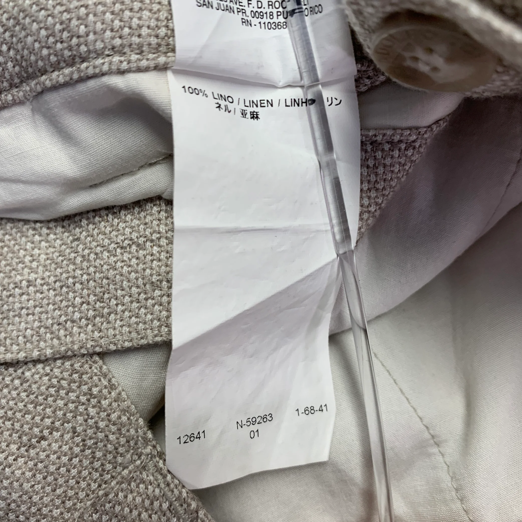 ADOLFO DOMINGUEZ Size 36 Beige Stone Woven Linen Flat Front Dress Pants - Image 6
