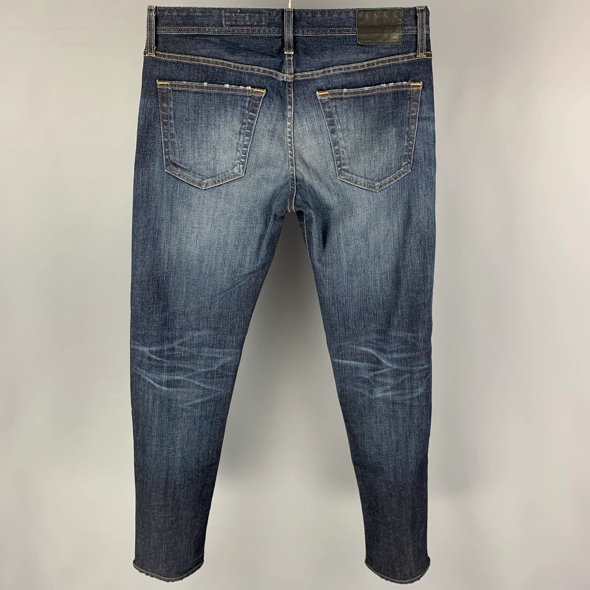 ADRIANO GOLDSCHMIED Size 33 Blue Washed Cotton Polyurethane Slim Jeans - Image 2