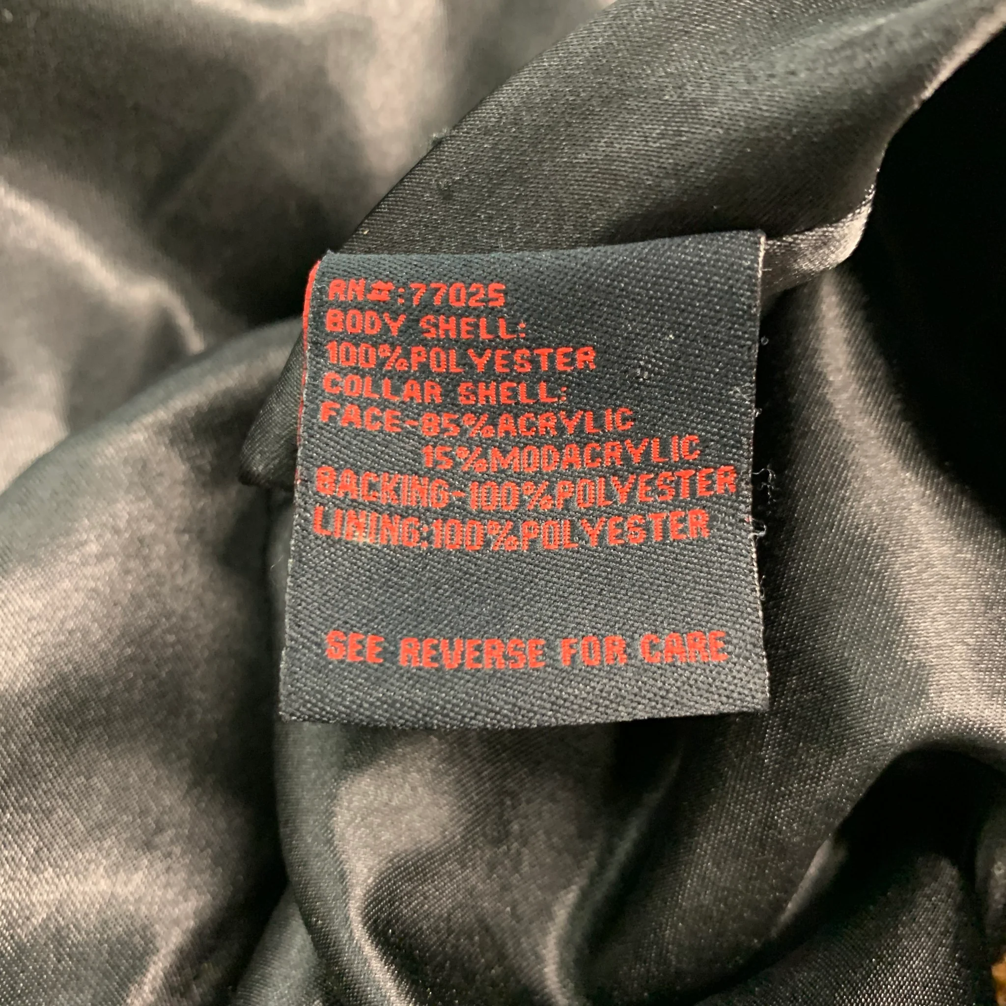 ADRIENNE LANDAU Size M Black Orange Polyester Blend Biker Jacket - Image 7