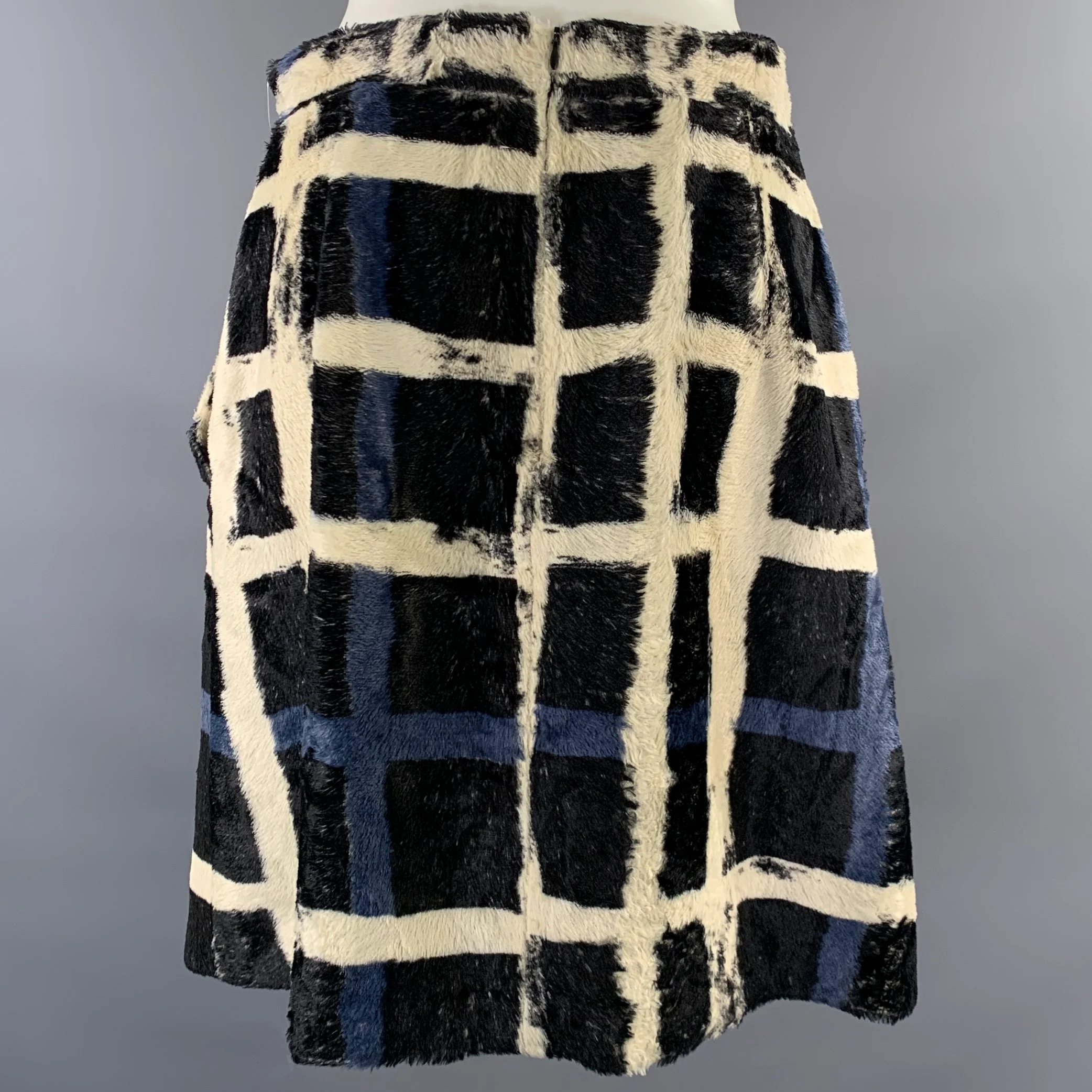 AERON Size 8 Black White Viscose Plaid Mini Mini Skirt - Image 3