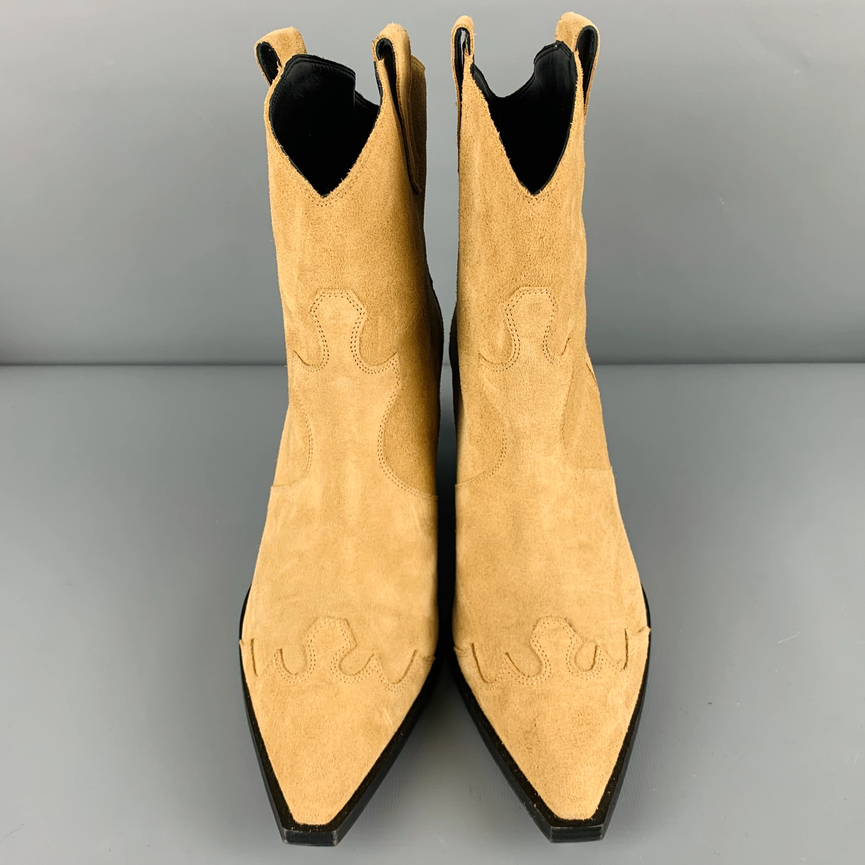 AEYDE Size 10 Beige Suede Western Boots - Image 4