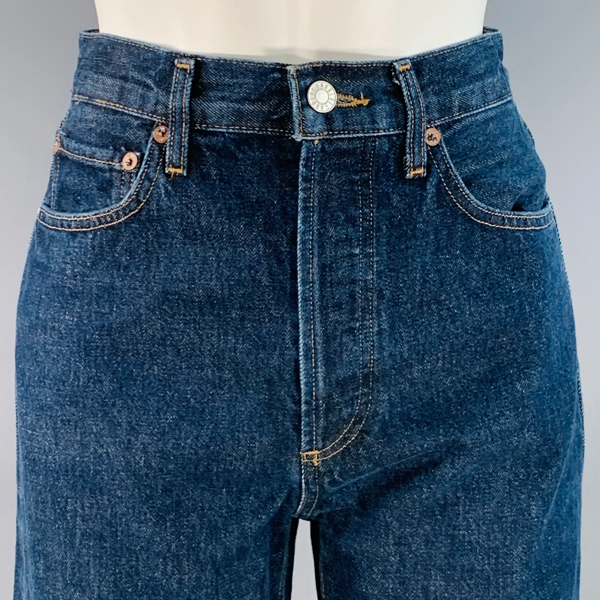 AGOLDE Size 25 90s Pinch Blue Indigo Cotton Straight Button Fly Jeans - Image 2