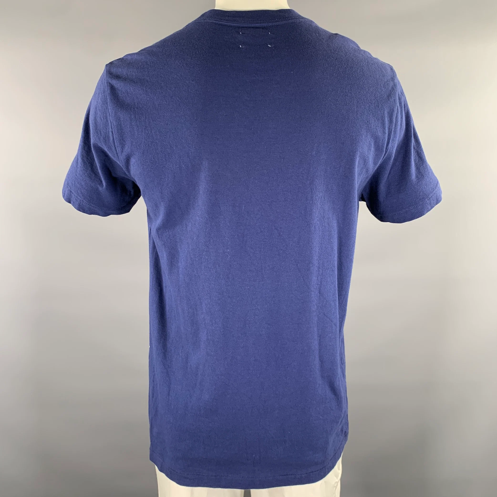 AIME LEON DORE Size L Navy Logo Cotton Crew-Neck T-shirt - Image 4