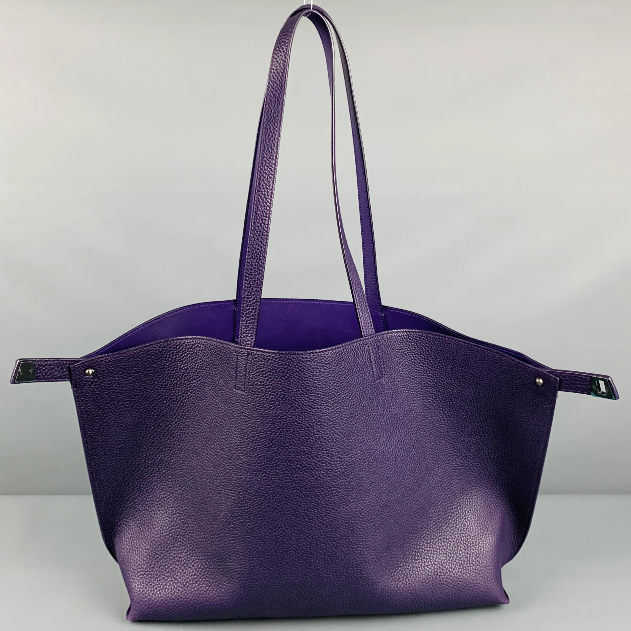 AKRIS -Ai- Purple Leather Shoulder Tote Bag - Image 2