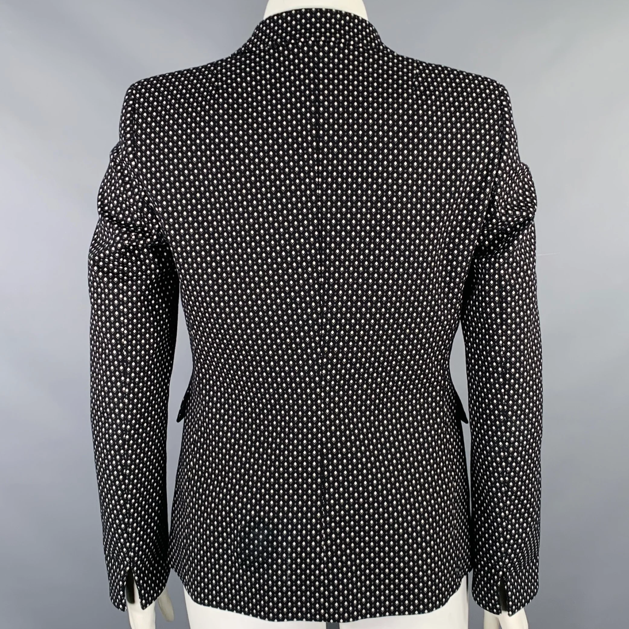 AKRIS Size 10 Black White Cotton Blend Geometric Blazer - Image 4