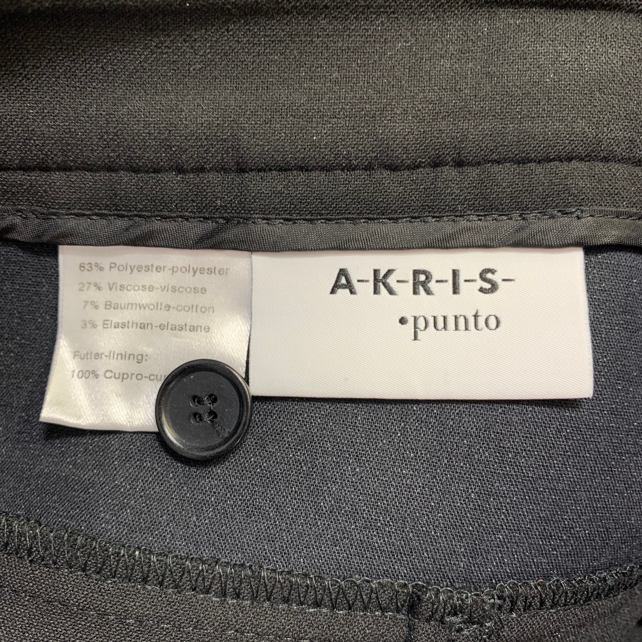 AKRIS Size 12 Black Polyester Blend Flat Front Dress Pants - Image 3