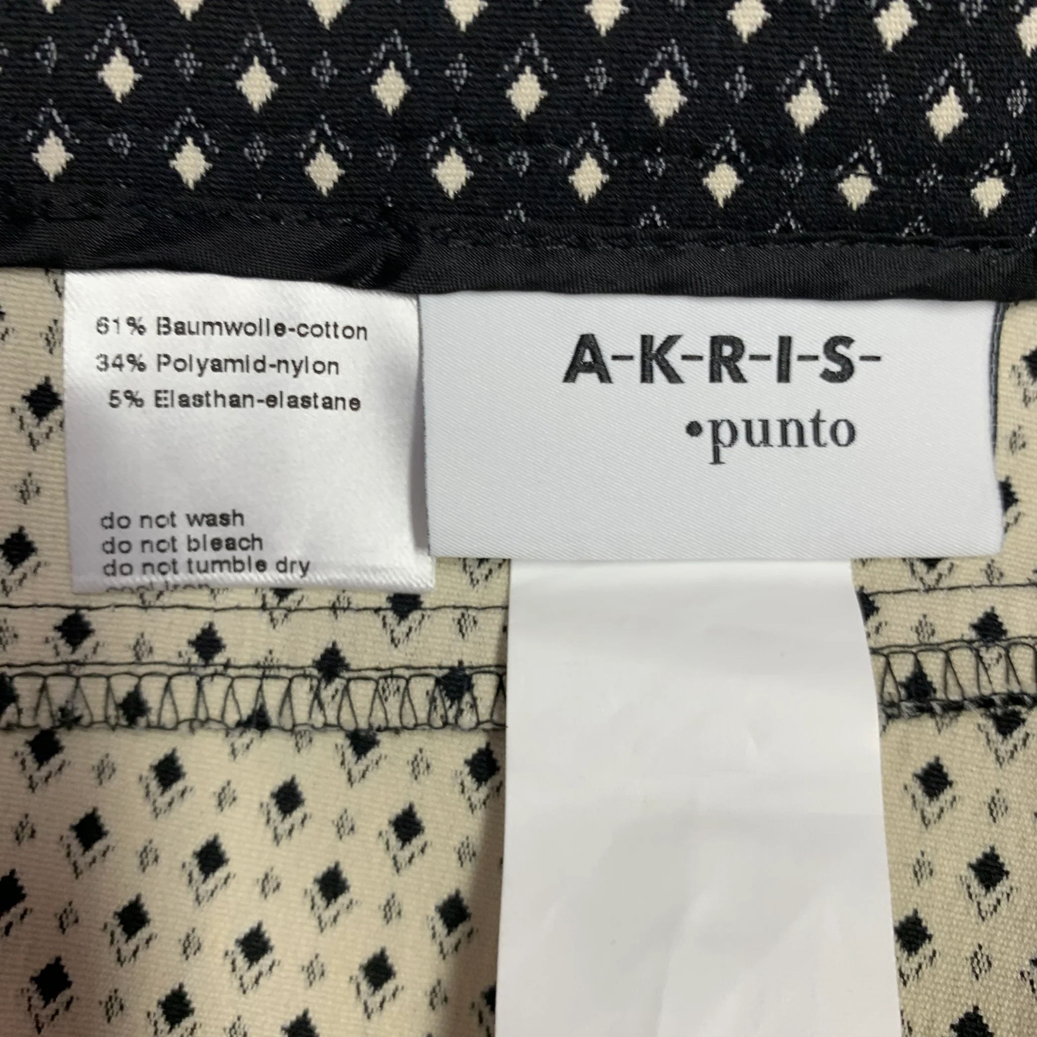 AKRIS Size 12 Black White Cotton Blend Geometric Dress Pants - Image 4