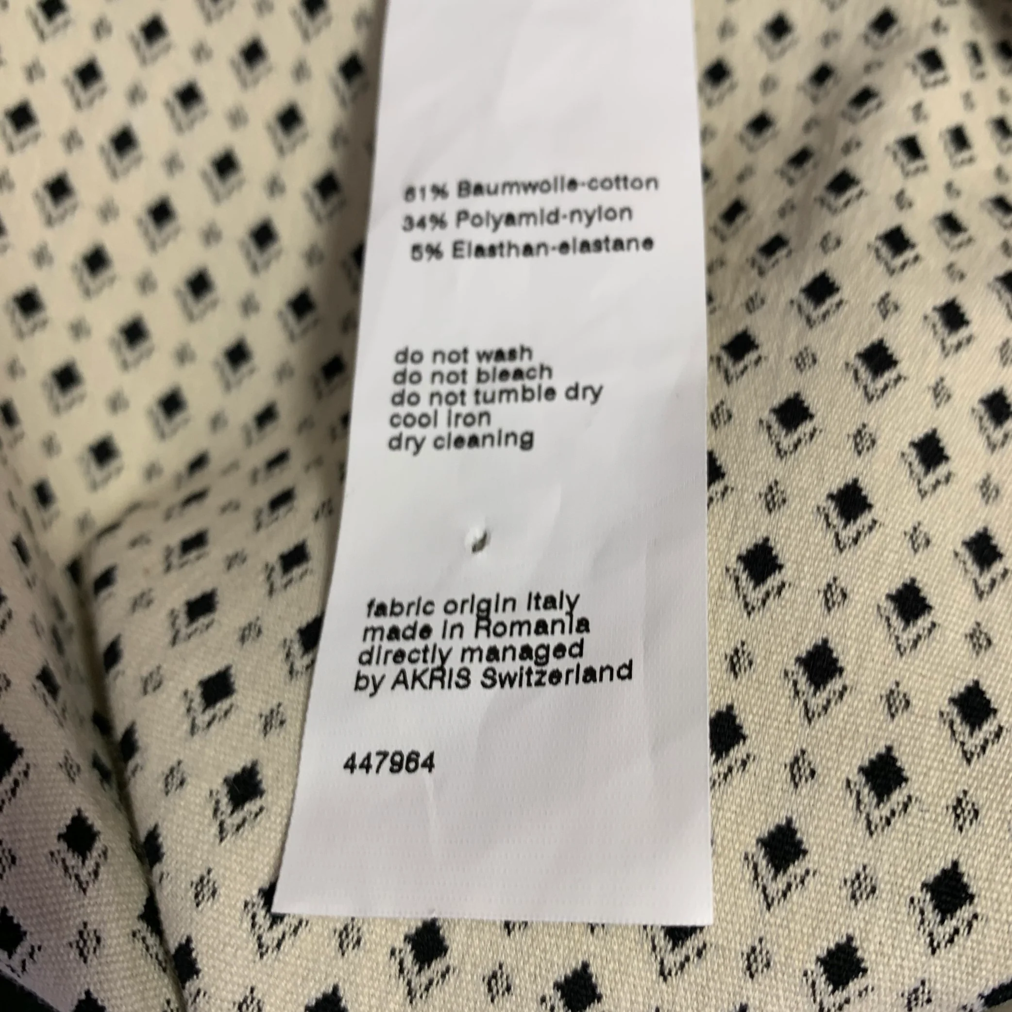 AKRIS Size 12 Black White Cotton Blend Geometric Dress Pants - Image 5