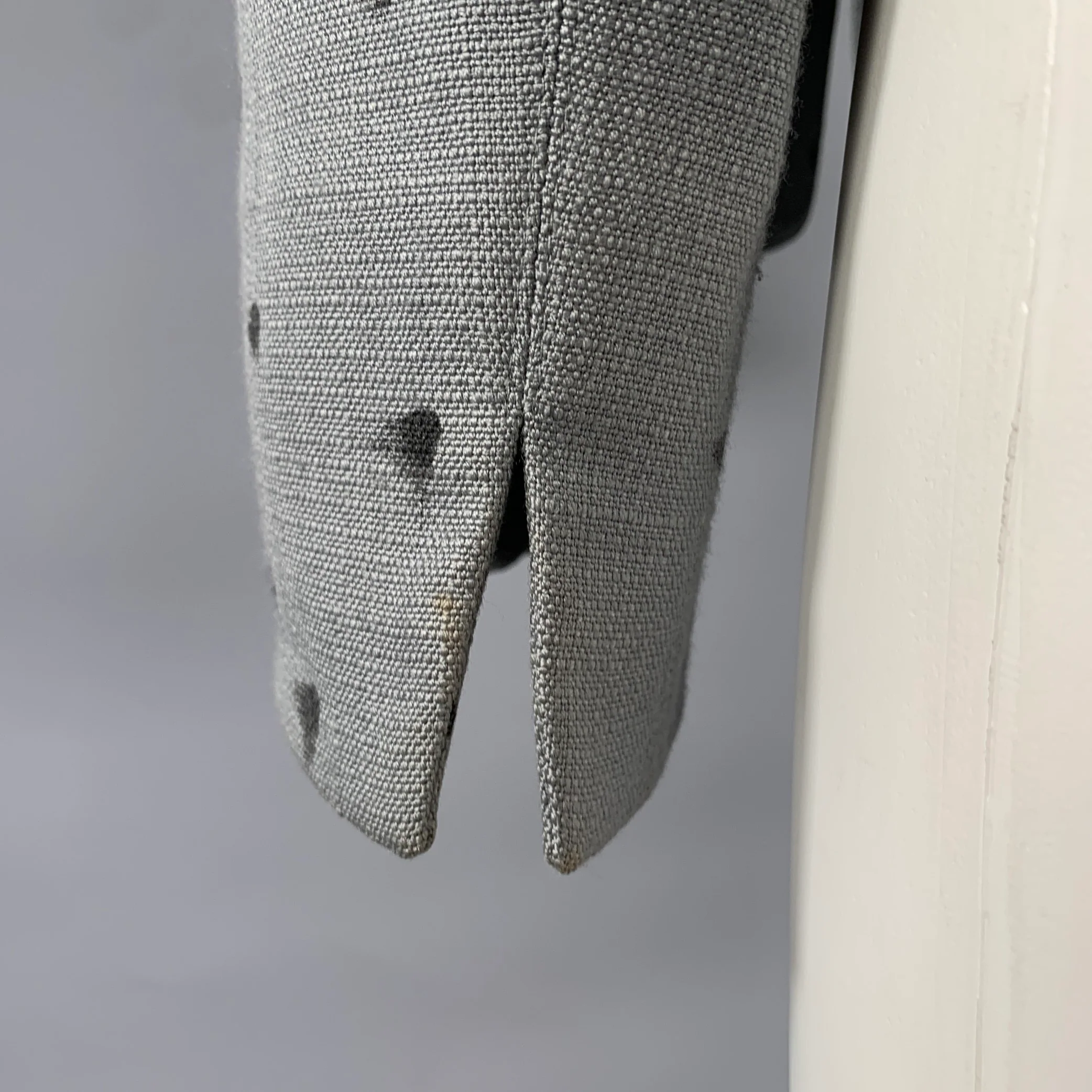 AKRIS Size 12 Grey Black Viscose Wool Spotted Cropped Blazer - Image 5