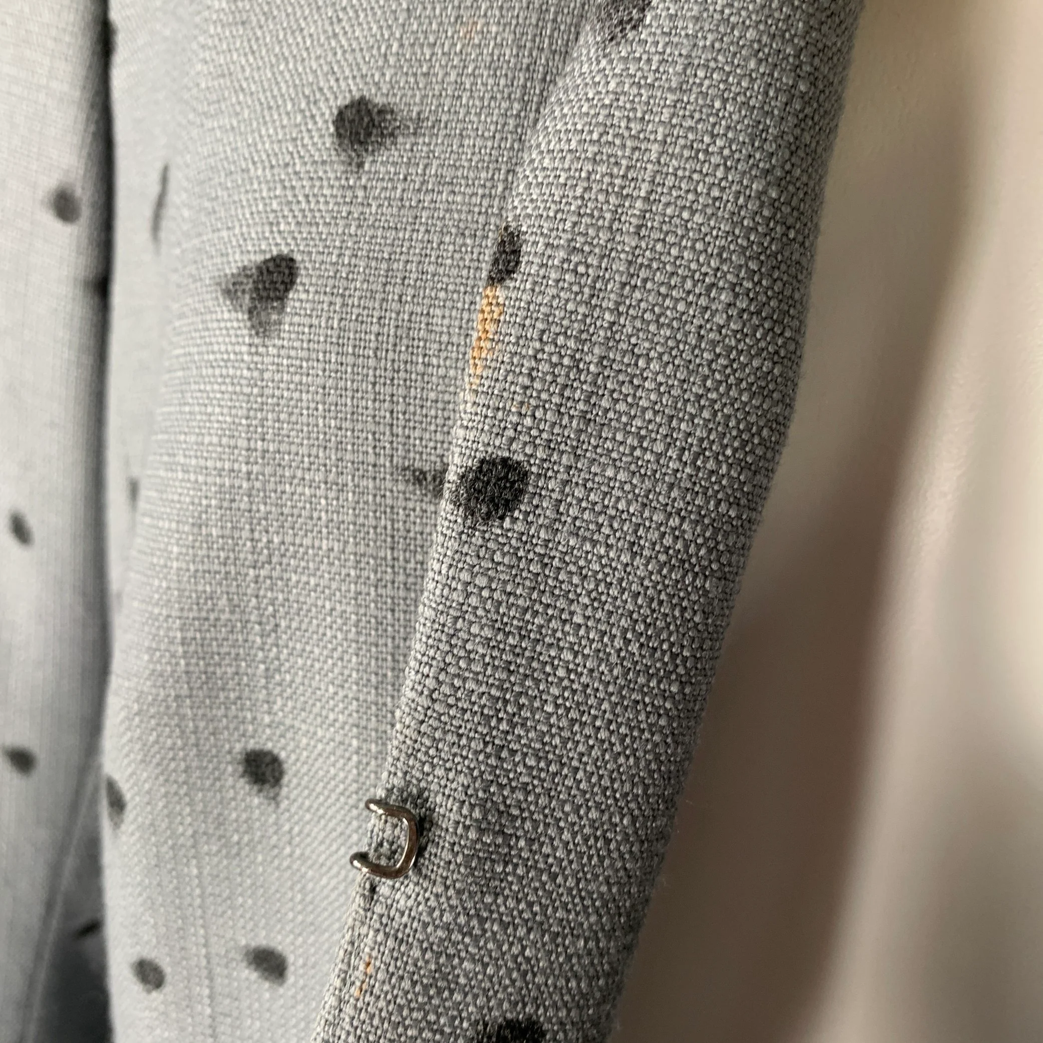 AKRIS Size 12 Grey Black Viscose Wool Spotted Cropped Blazer - Image 7